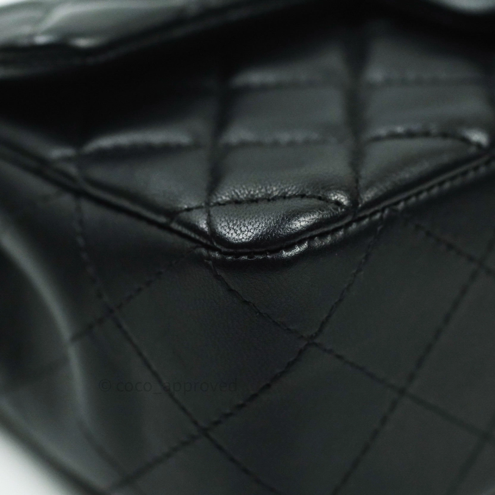 Chanel Quilted Mini Rectangular Black Lambskin Silver Hardware