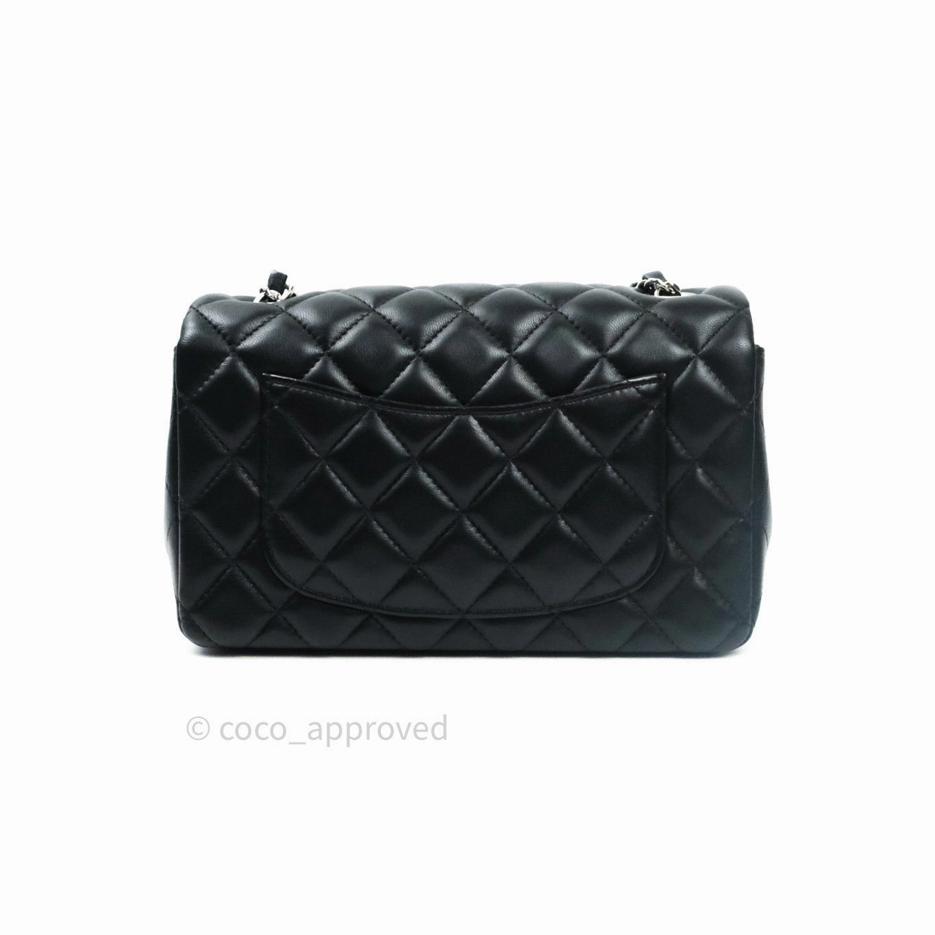 Chanel Quilted Mini Rectangular Black Lambskin Silver Hardware