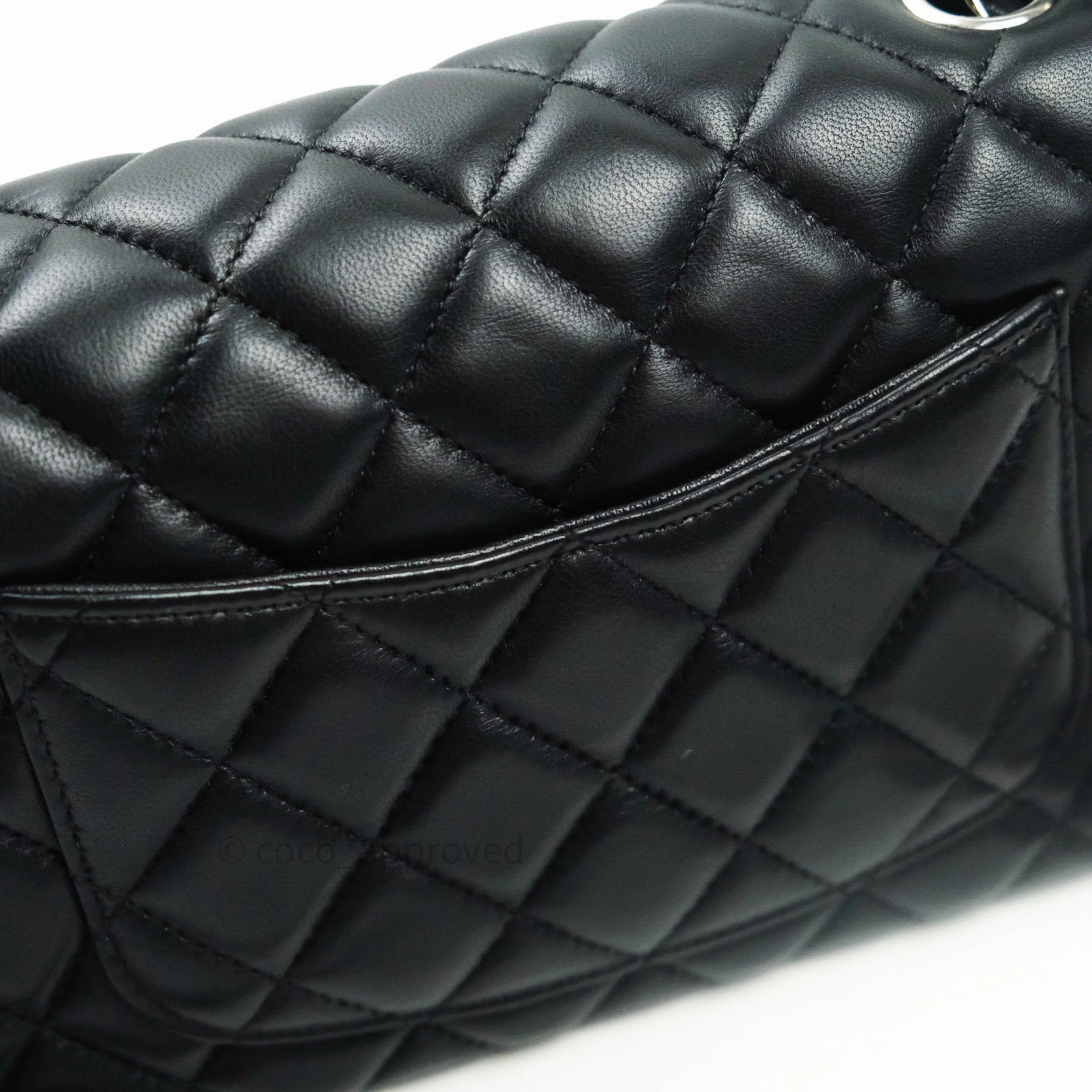 Chanel Quilted Mini Rectangular Black Lambskin Silver Hardware