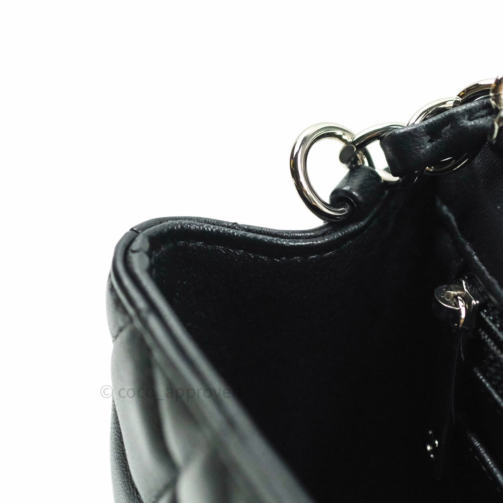 Chanel Quilted Mini Rectangular Black Lambskin Silver Hardware