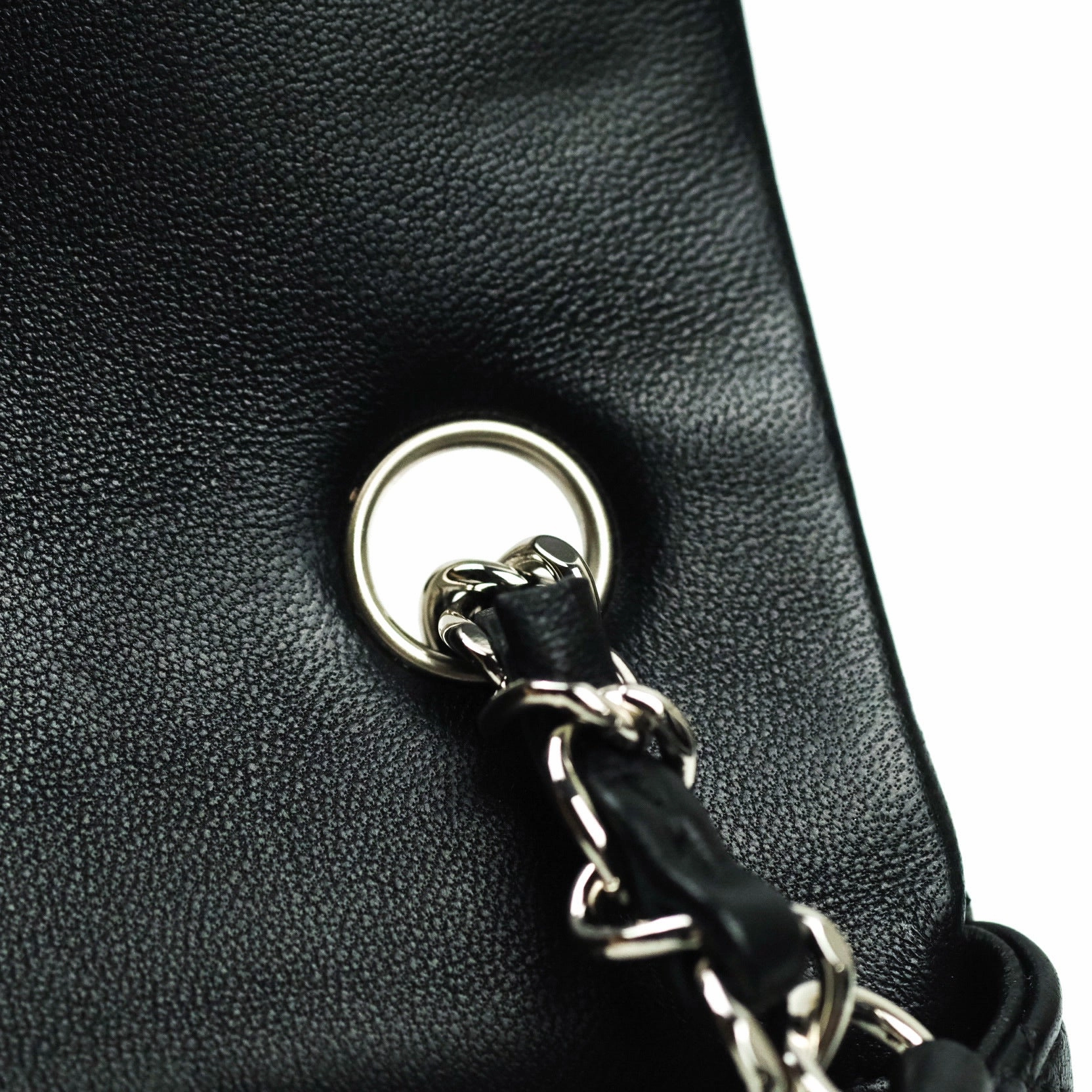 Chanel Quilted Mini Rectangular Black Lambskin Silver Hardware