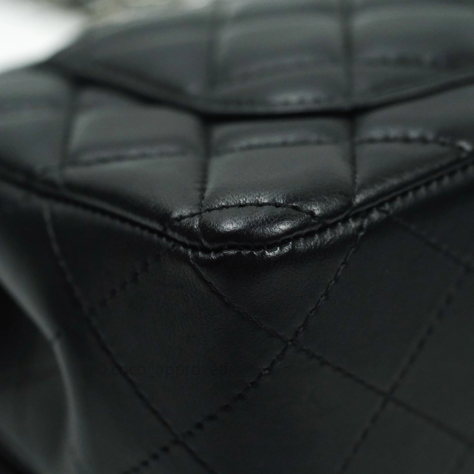 Chanel Quilted Mini Rectangular Black Lambskin Silver Hardware