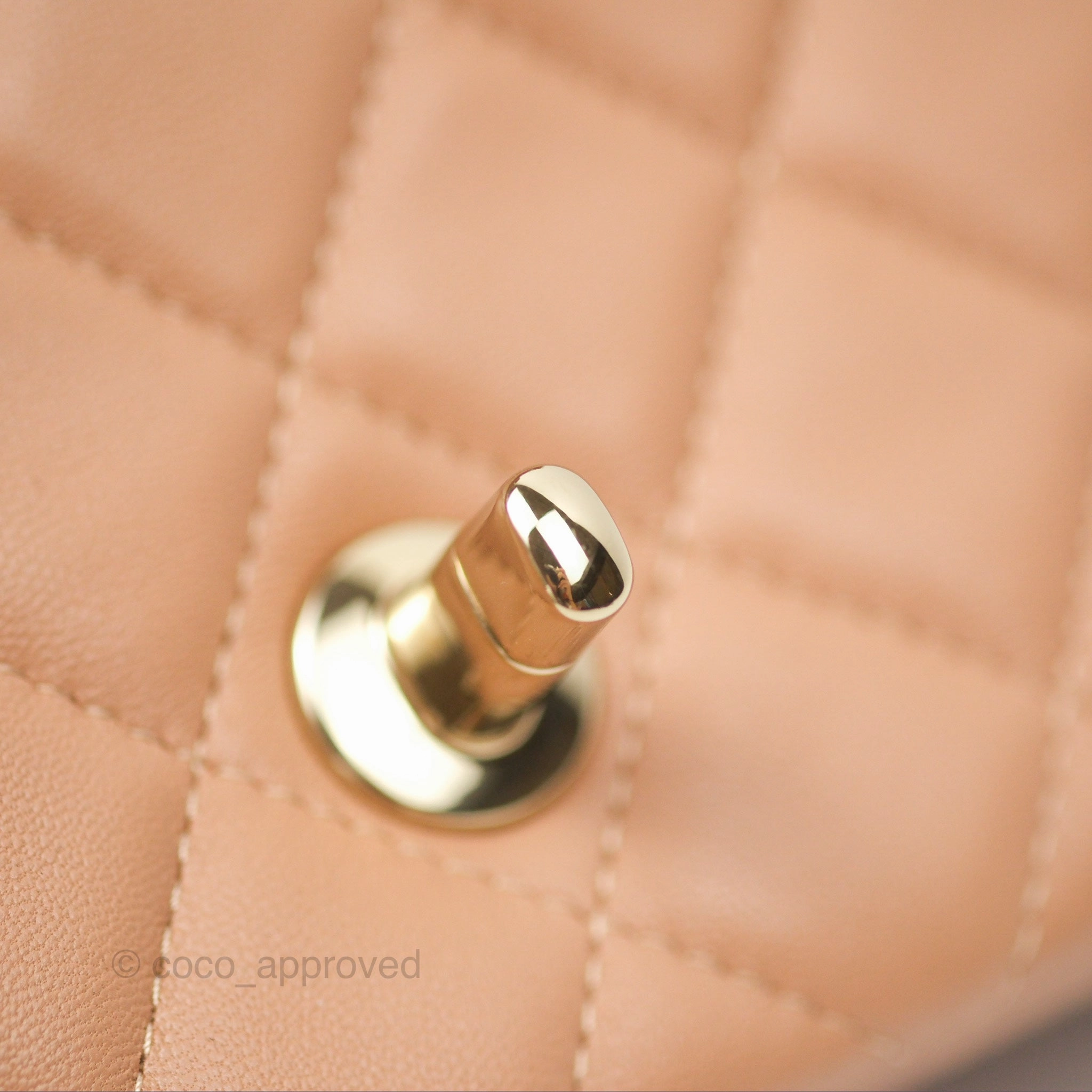 Chanel Quilted Mini Rectangular Dark Beige Lambskin Gold Hardware