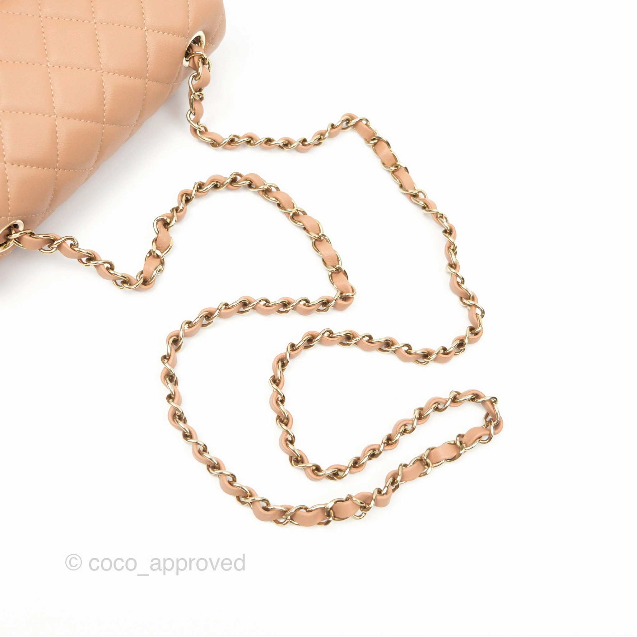 Chanel Quilted Mini Rectangular Dark Beige Lambskin Gold Hardware