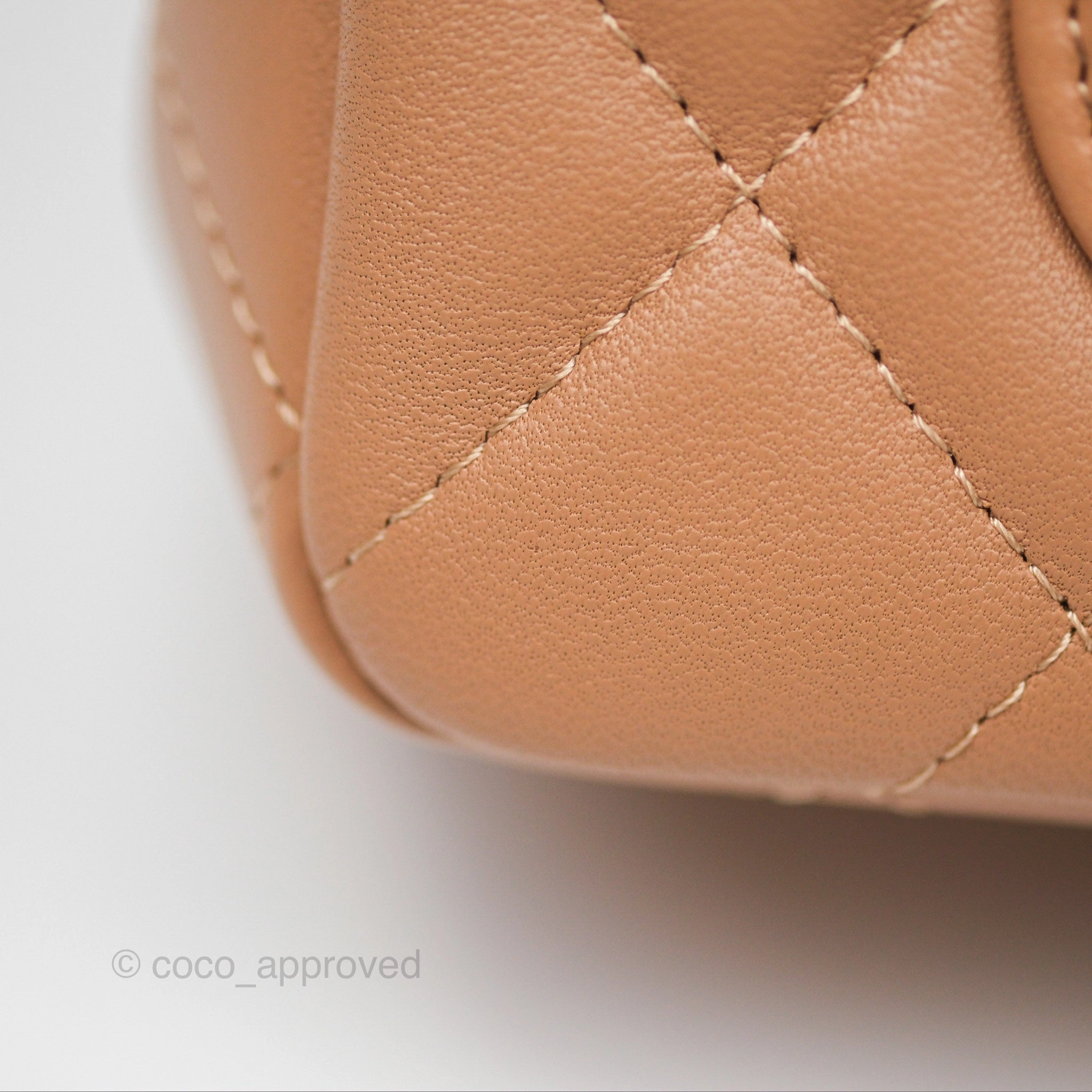 Chanel Quilted Mini Rectangular Dark Beige Lambskin Gold Hardware
