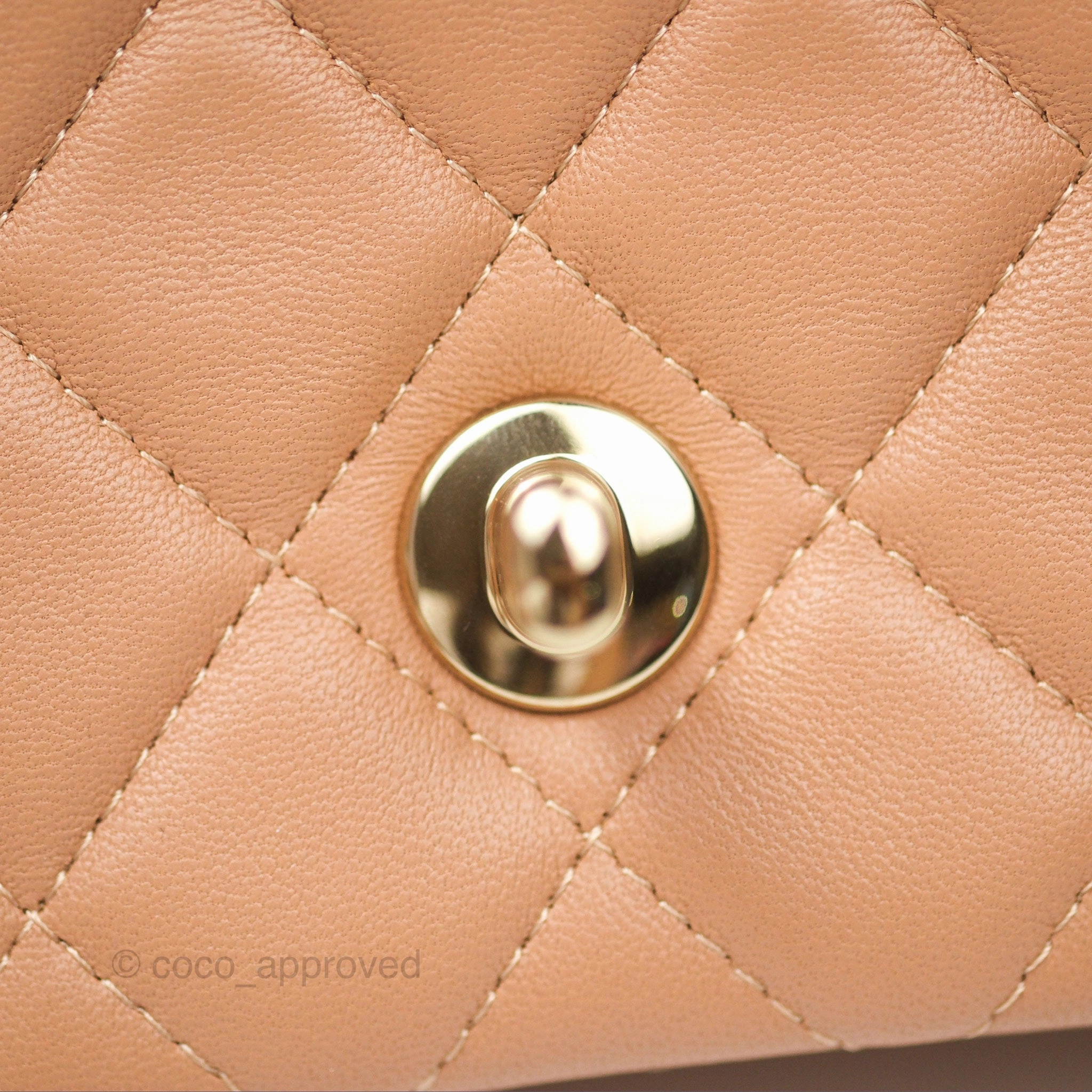 Chanel Quilted Mini Rectangular Dark Beige Lambskin Gold Hardware