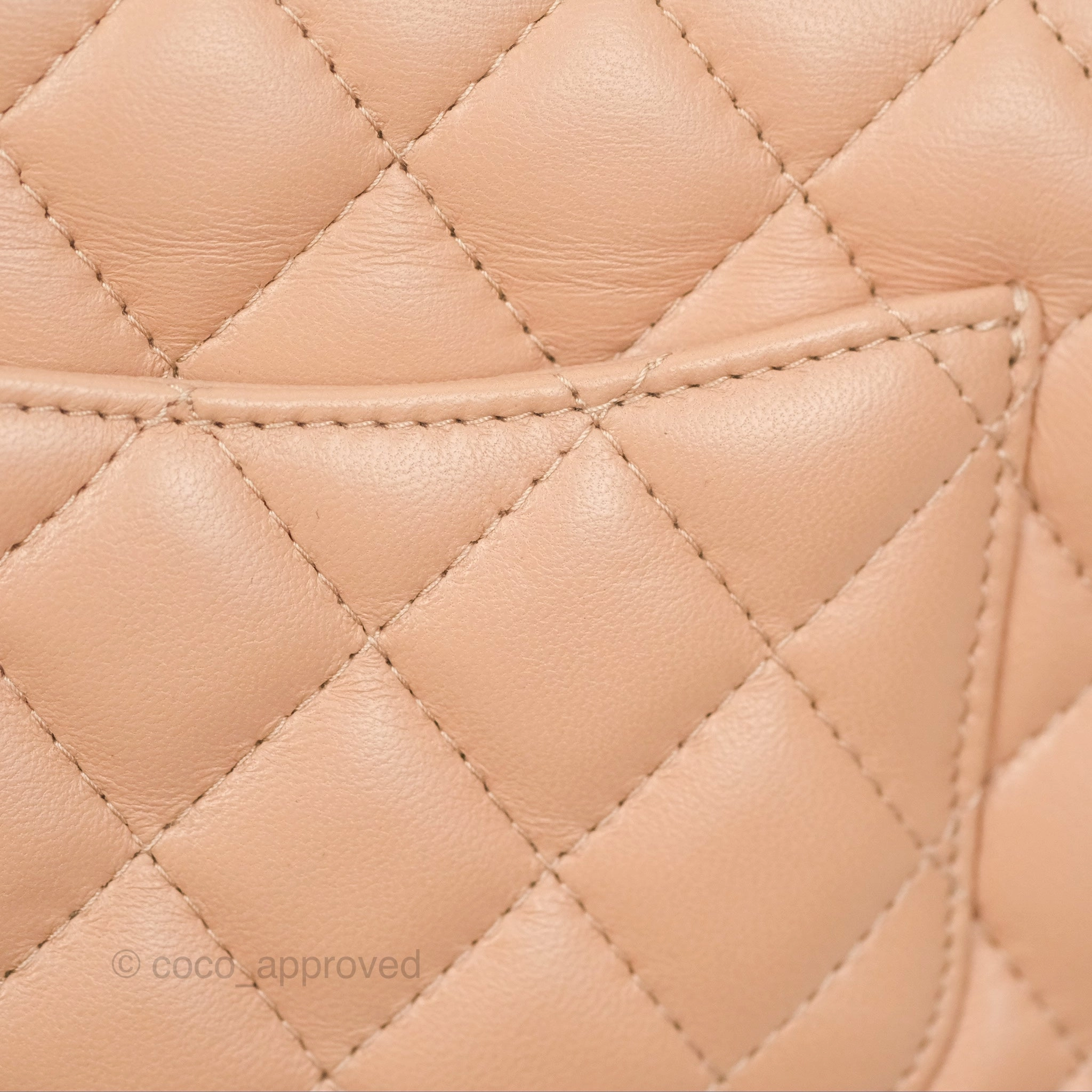 Chanel Quilted Mini Rectangular Flap Beige Lambskin Gold Hardware