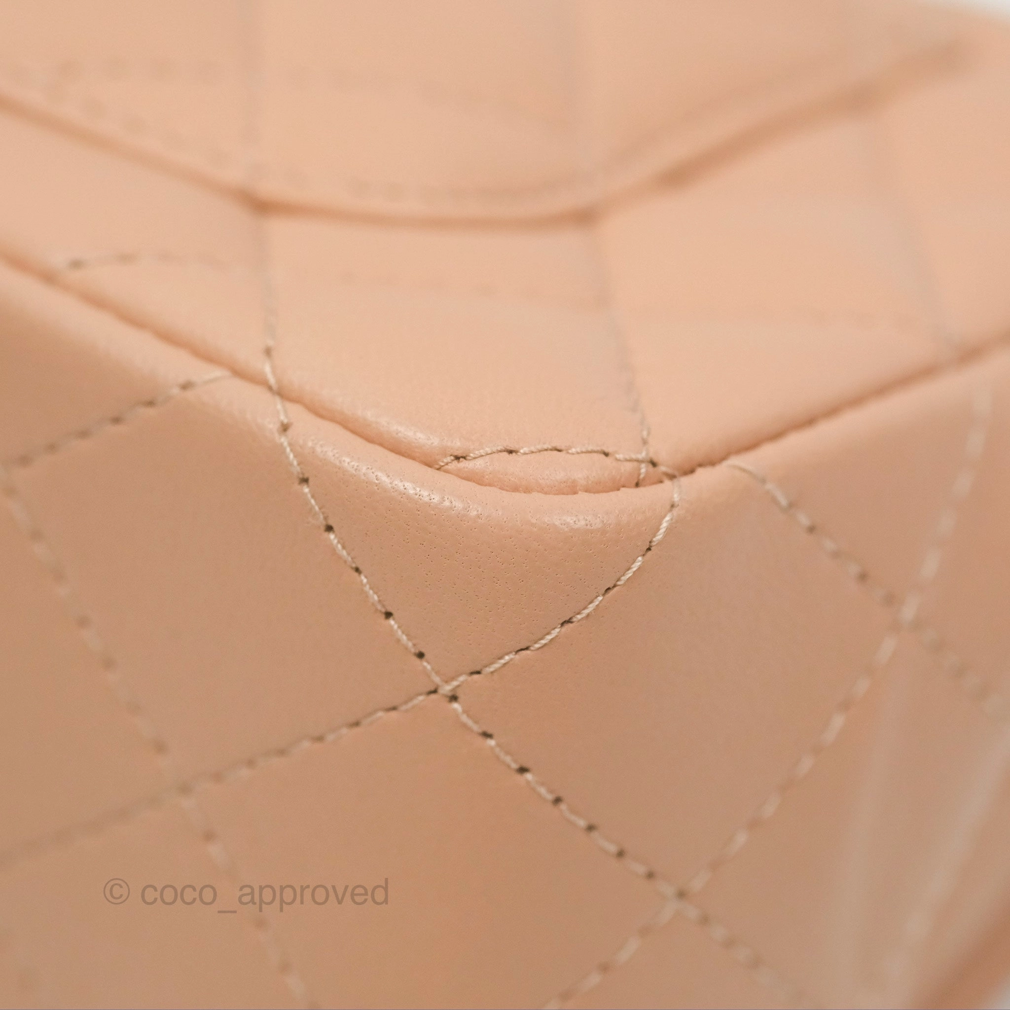 Chanel Quilted Mini Rectangular Flap Beige Lambskin Gold Hardware