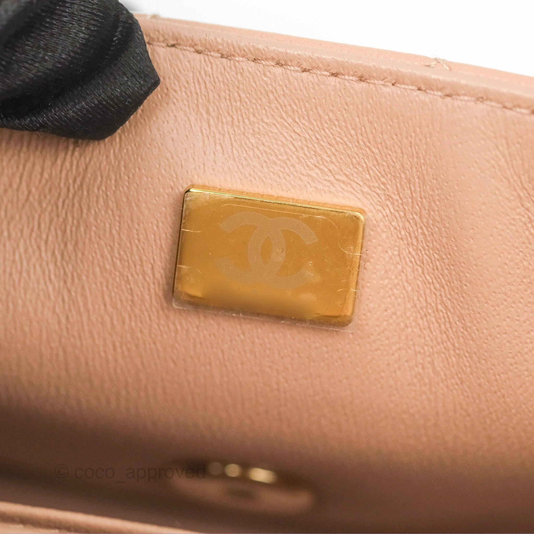 Chanel Quilted Mini Rectangular Flap Beige Lambskin Gold Hardware