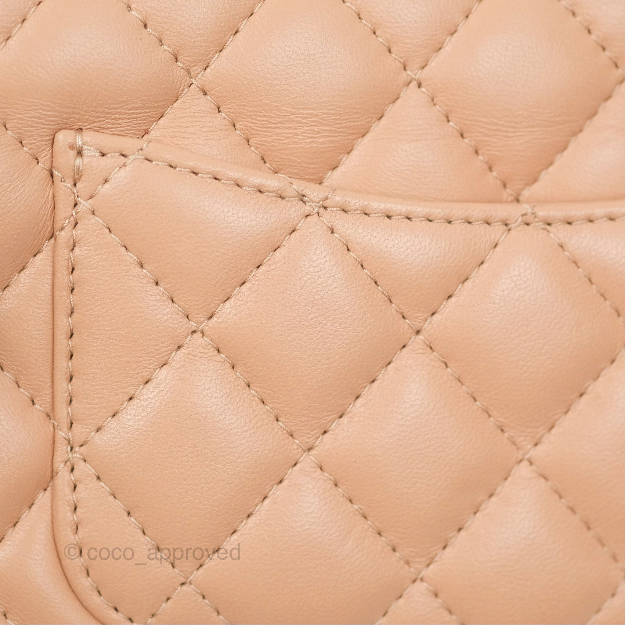 Chanel Quilted Mini Rectangular Flap Beige Lambskin Gold Hardware