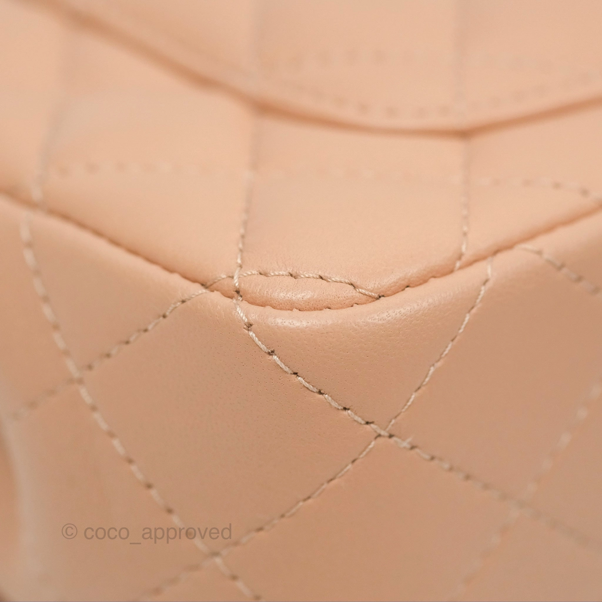 Chanel Quilted Mini Rectangular Flap Beige Lambskin Gold Hardware