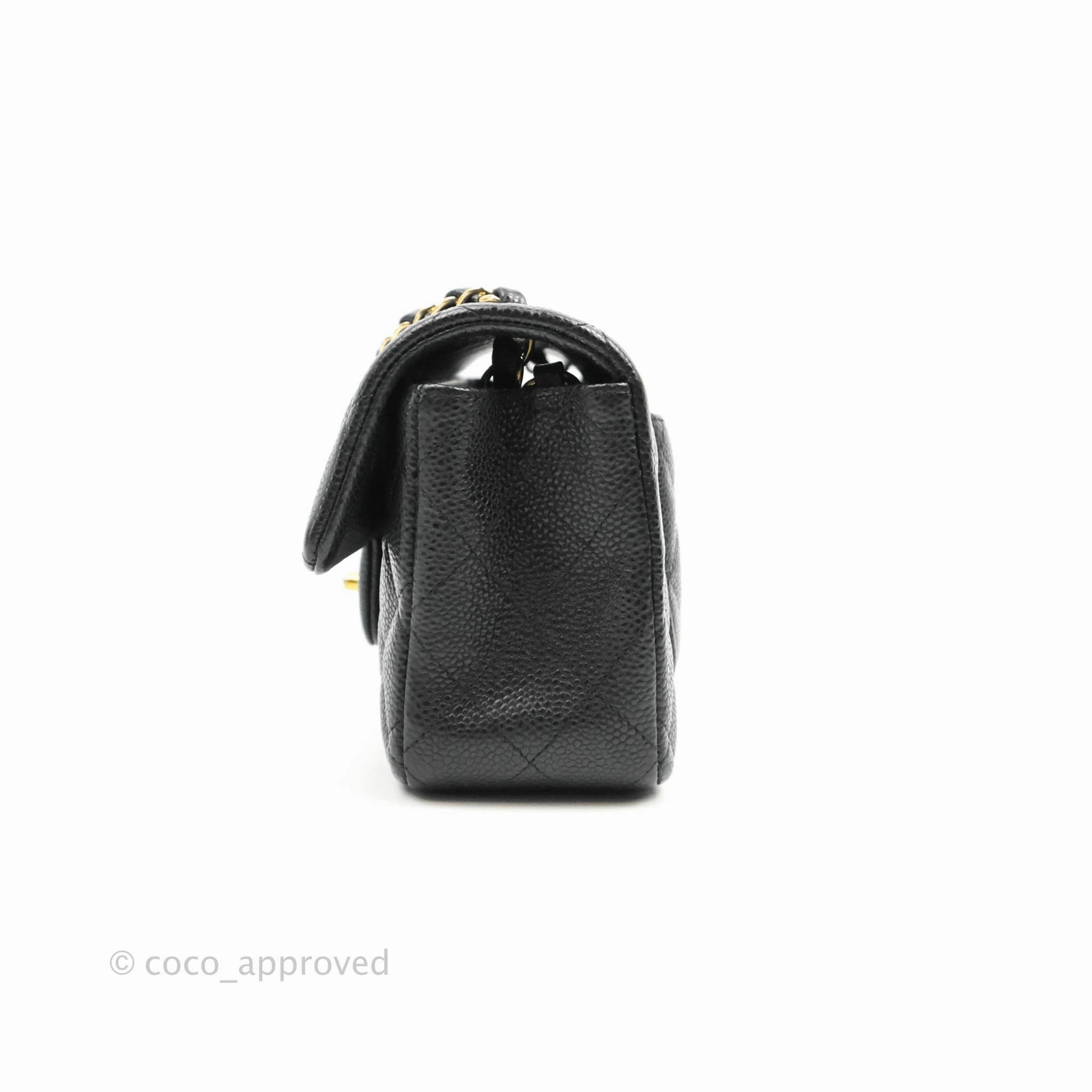 Chanel Quilted Mini Rectangular Flap Black Caviar Gold Hardware 18S