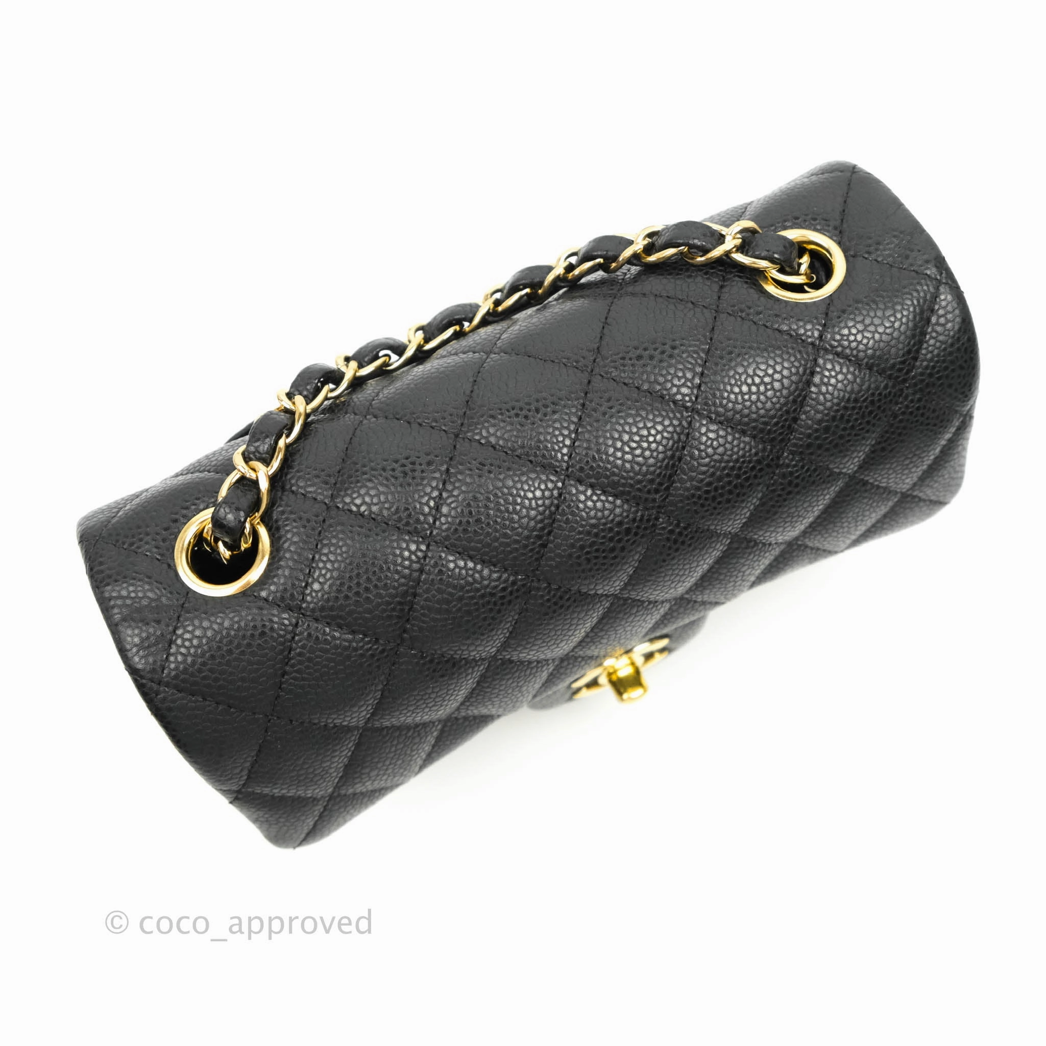 Chanel Quilted Mini Rectangular Flap Black Caviar Gold Hardware 18S