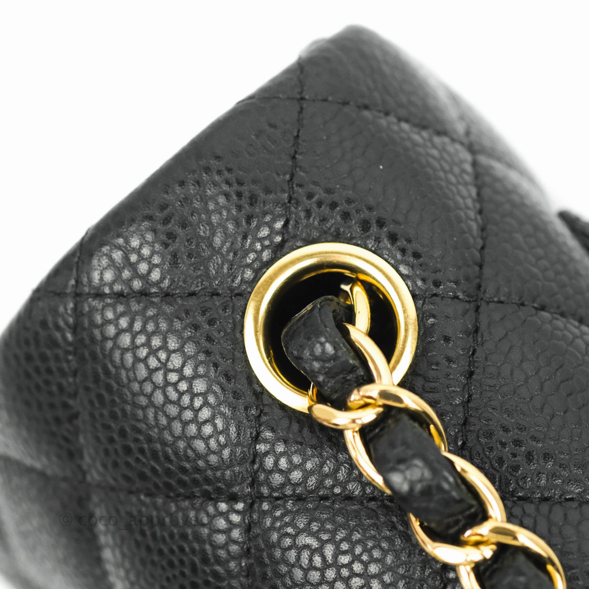 Chanel Quilted Mini Rectangular Flap Black Caviar Gold Hardware 18S