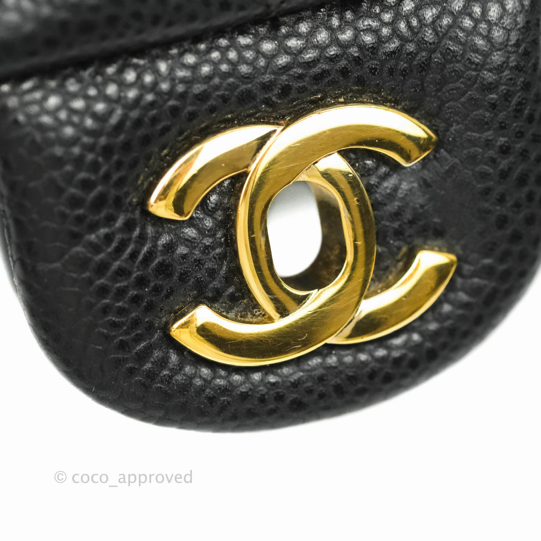 Chanel Quilted Mini Rectangular Flap Black Caviar Gold Hardware 18S