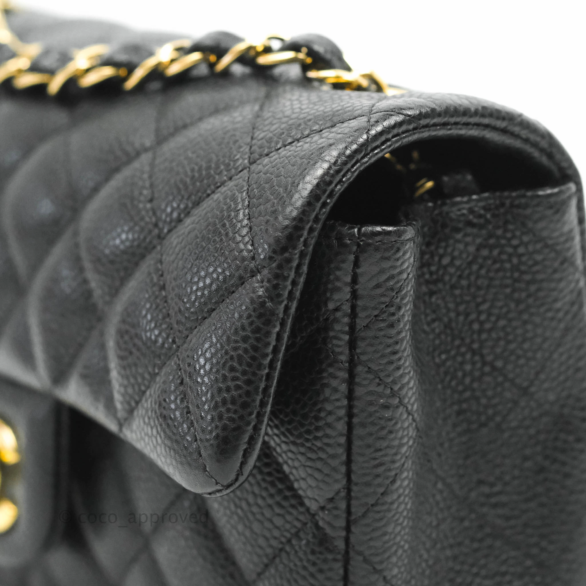 Chanel Quilted Mini Rectangular Flap Black Caviar Gold Hardware 18S