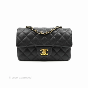 Chanel Quilted Mini Rectangular Flap Black Caviar Gold Hardware 18S