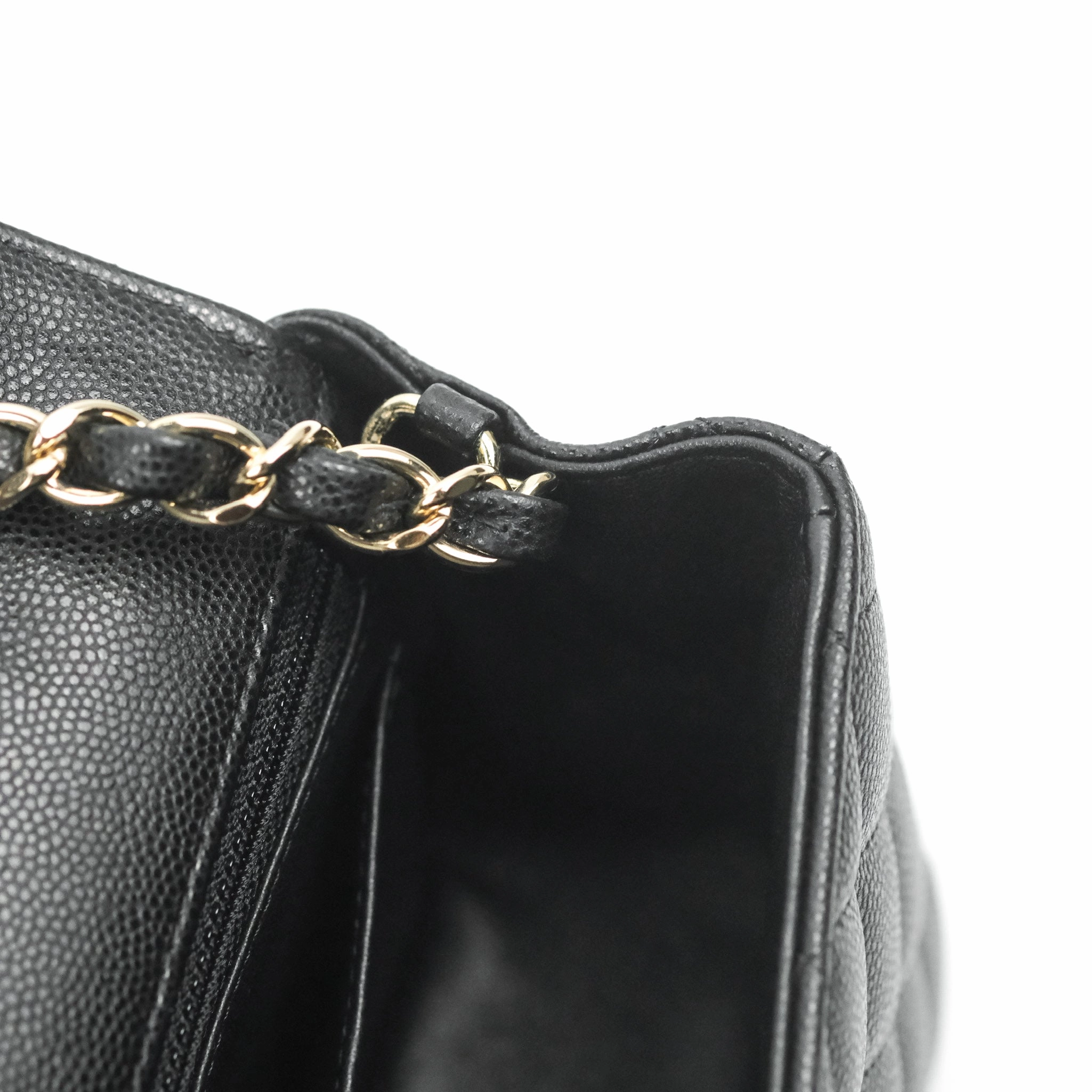 Chanel Quilted Mini Rectangular Flap Black Caviar Light Gold Hardware 17C