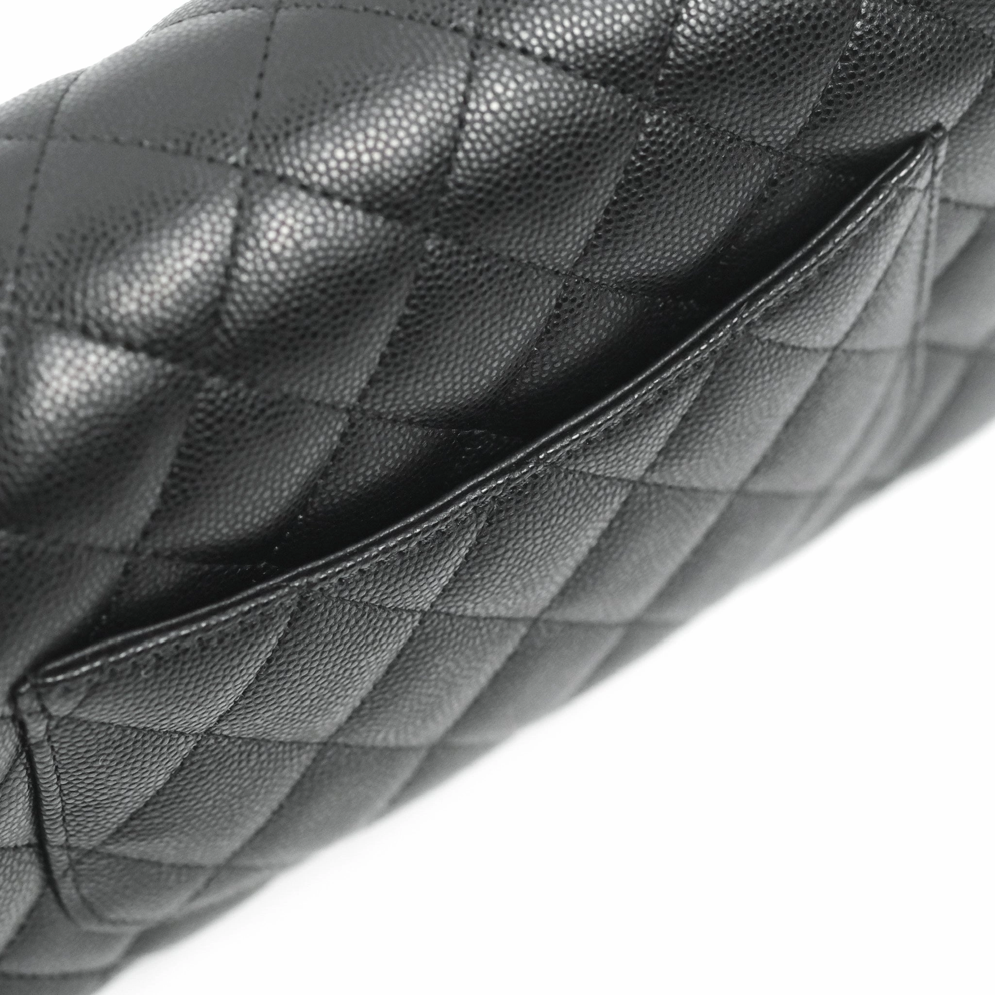 Chanel Quilted Mini Rectangular Flap Black Caviar Light Gold Hardware 17C