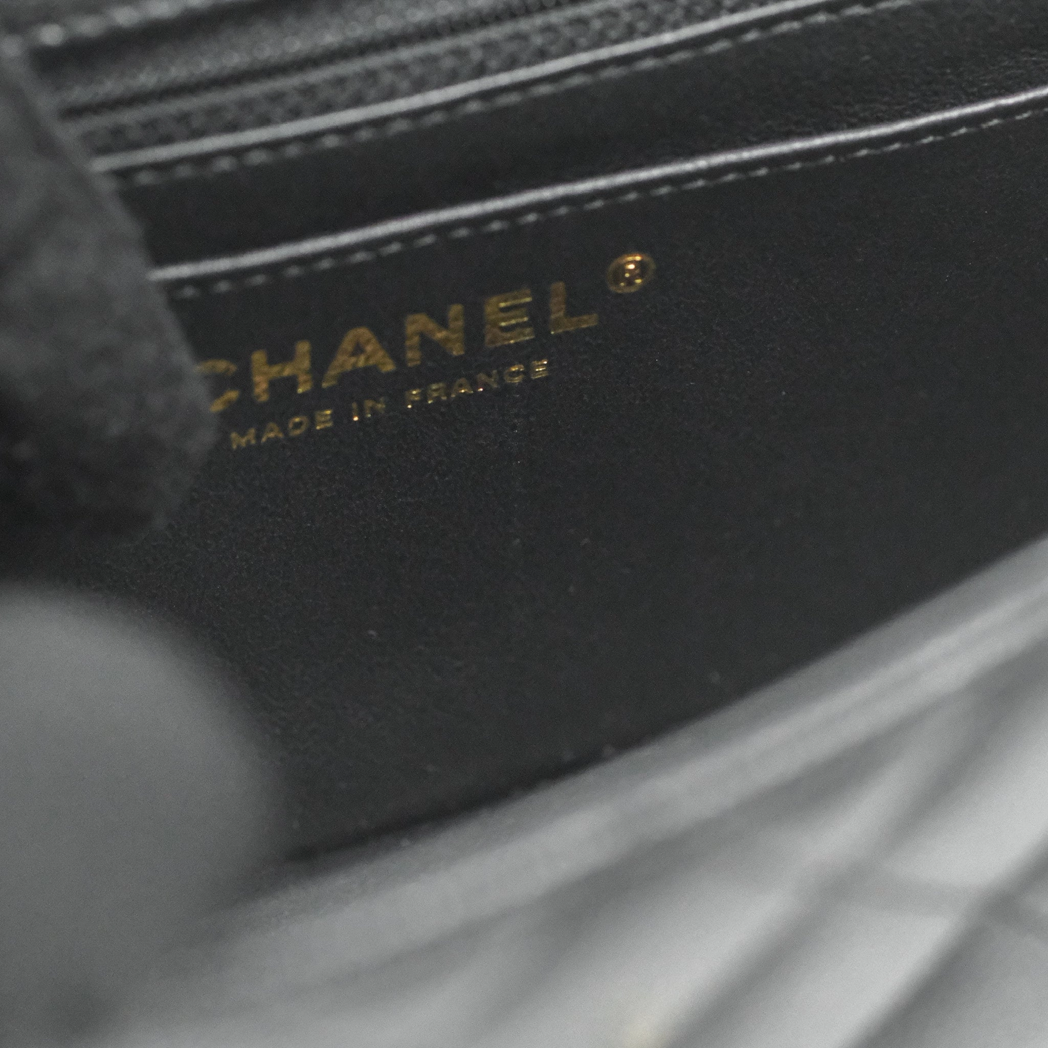 Chanel Quilted Mini Rectangular Flap Black Caviar Light Gold Hardware 17C