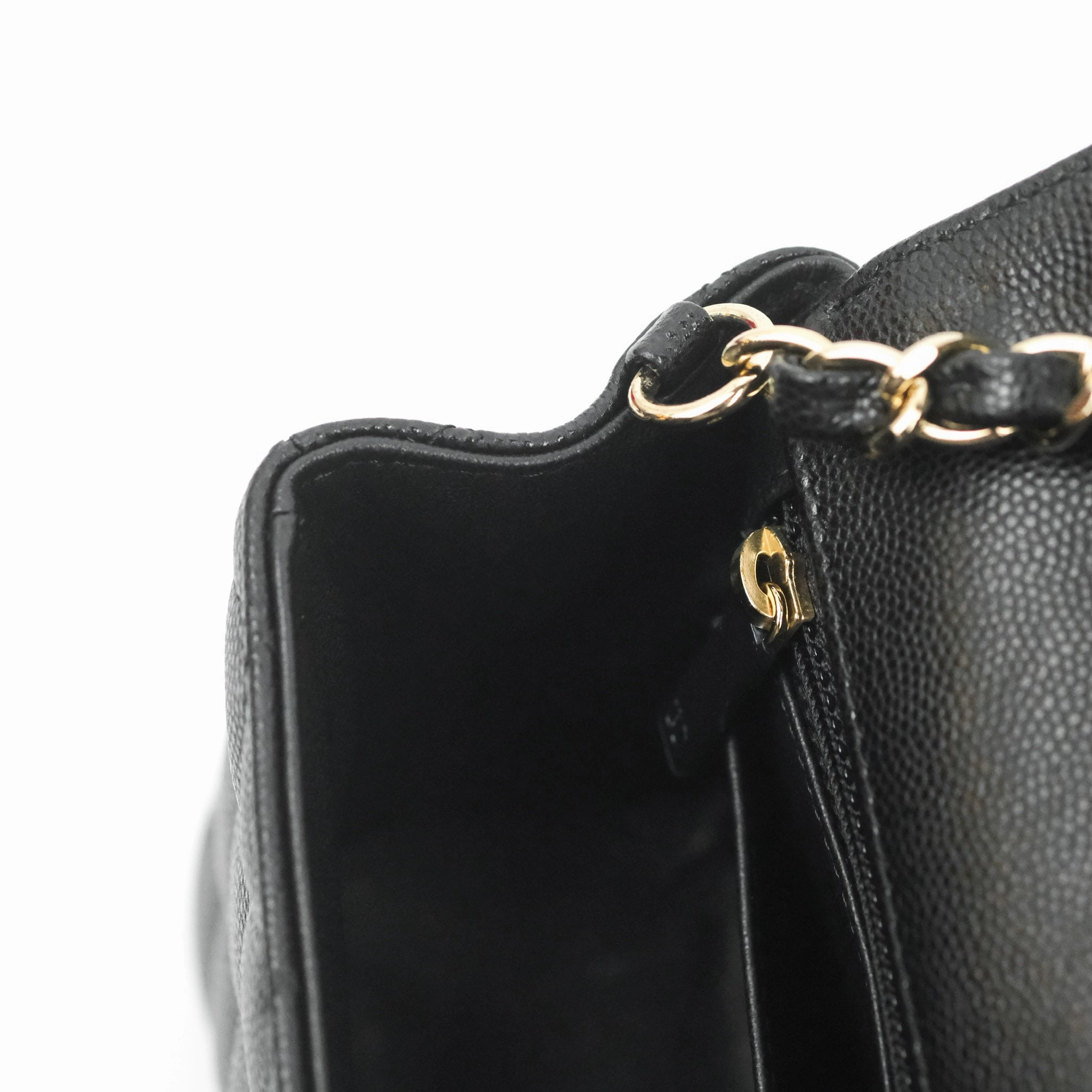 Chanel Quilted Mini Rectangular Flap Black Caviar Light Gold Hardware 17C
