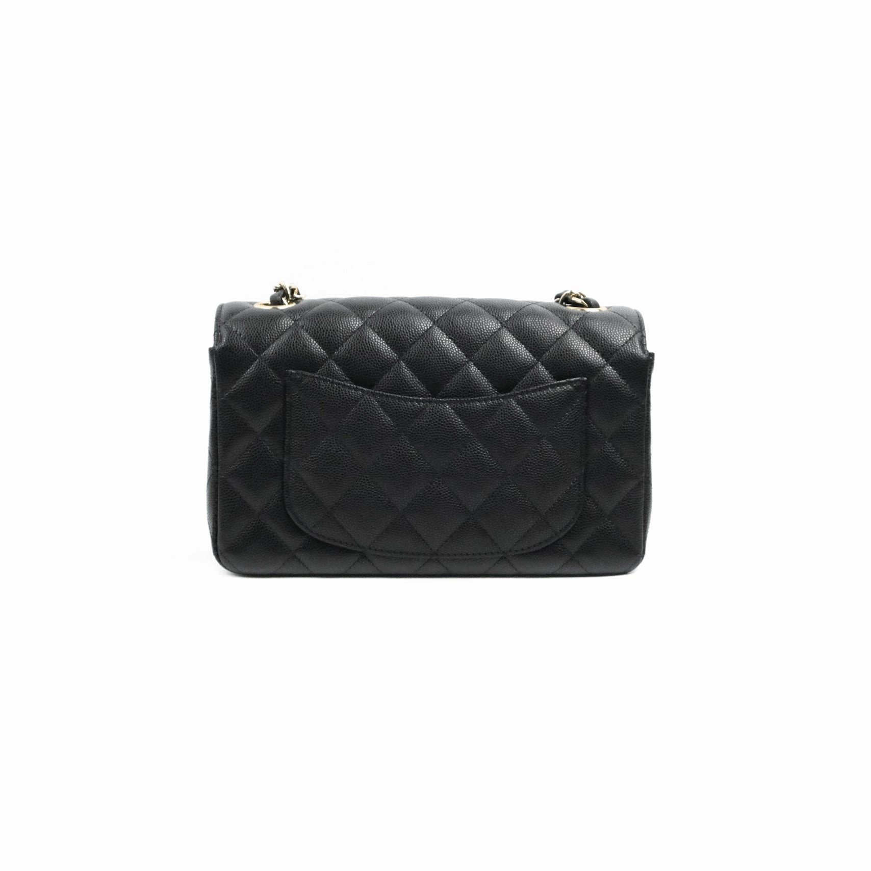Chanel Quilted Mini Rectangular Flap Black Caviar Light Gold Hardware 17C