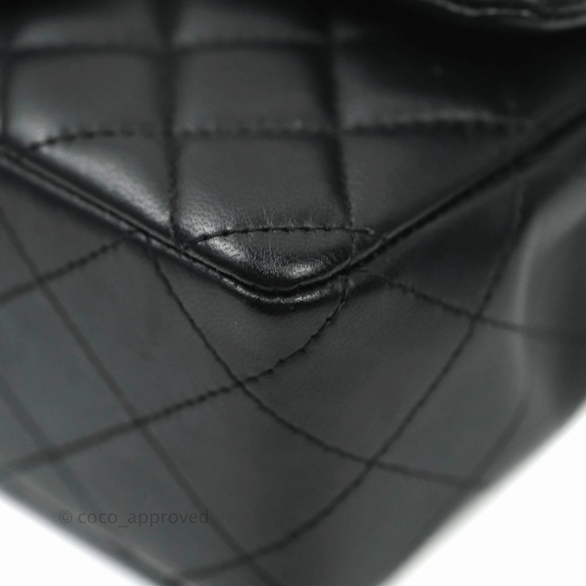 Chanel Quilted Mini Rectangular Flap Black Lambskin Aged Gold Hardware