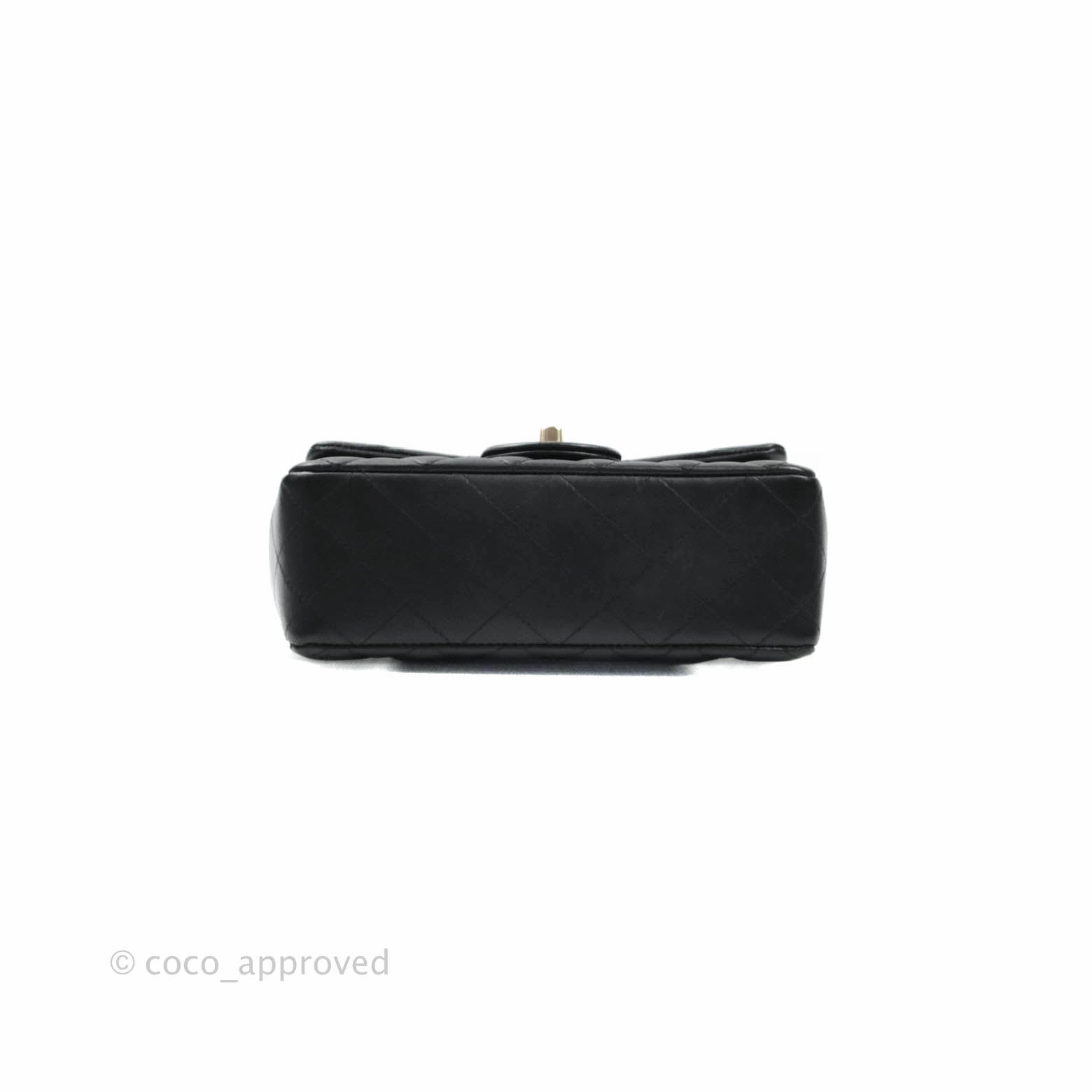 Chanel Quilted Mini Rectangular Flap Black Lambskin Aged Gold Hardware