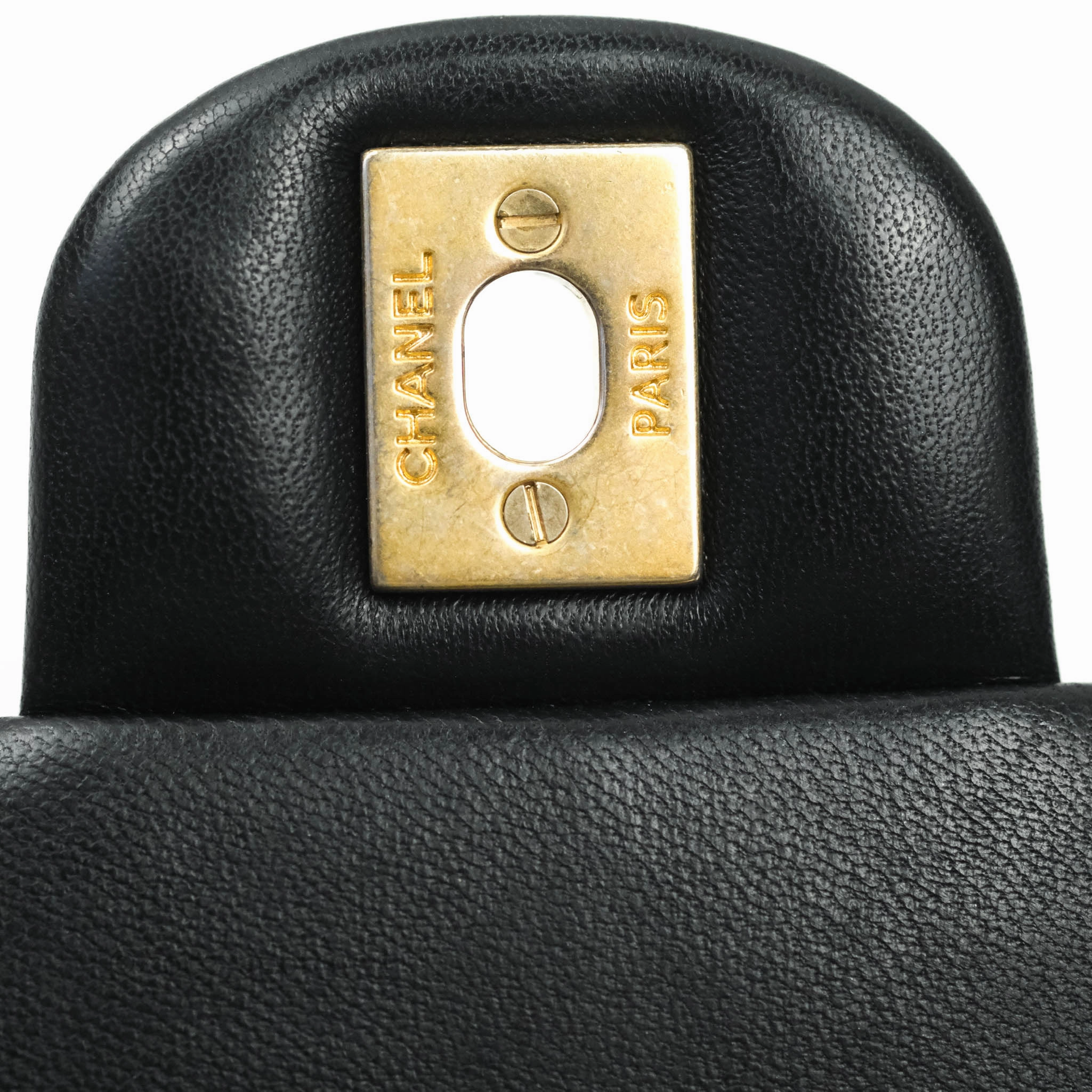 Chanel Quilted Mini Rectangular Flap Black Lambskin Aged Gold Hardware