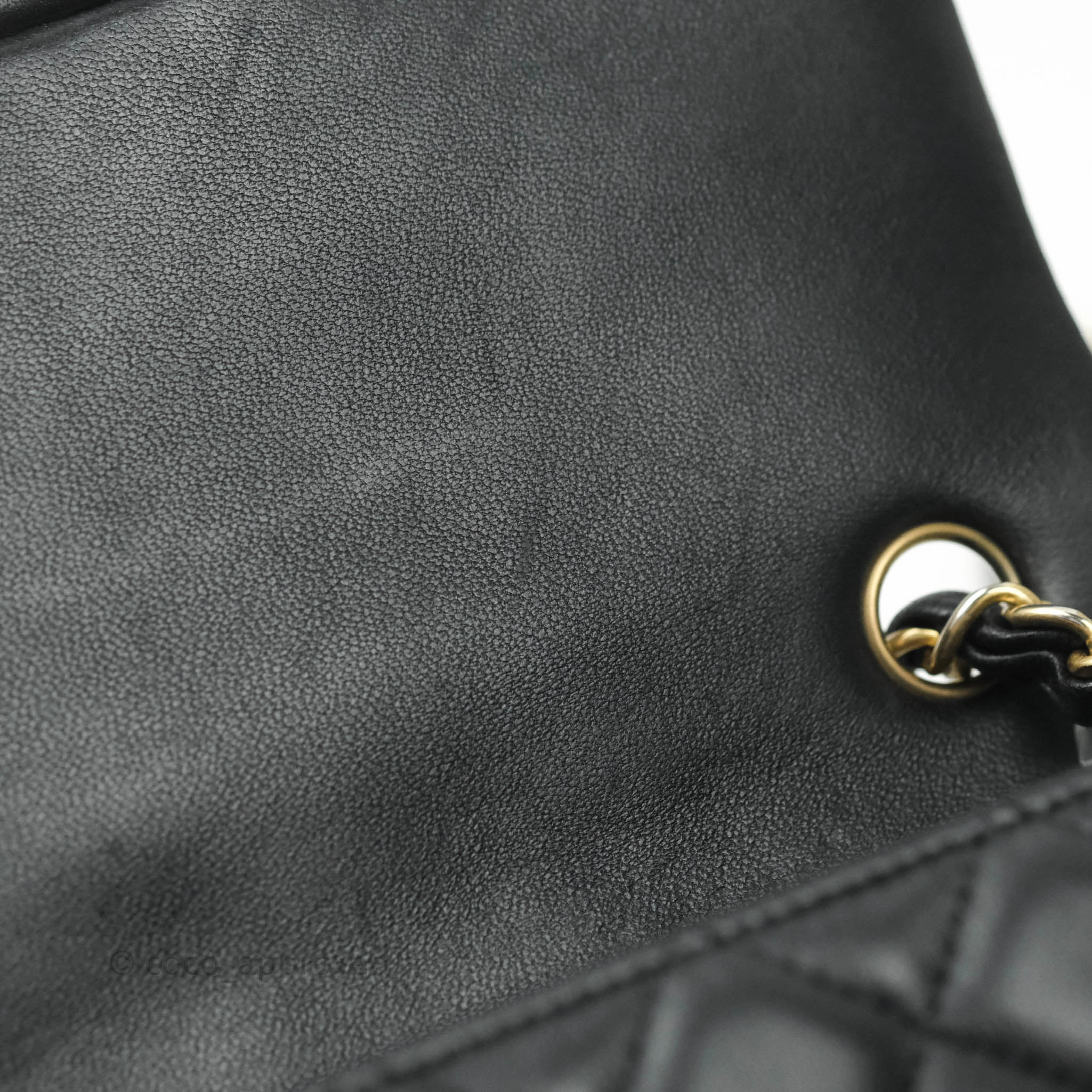 Chanel Quilted Mini Rectangular Flap Black Lambskin Aged Gold Hardware