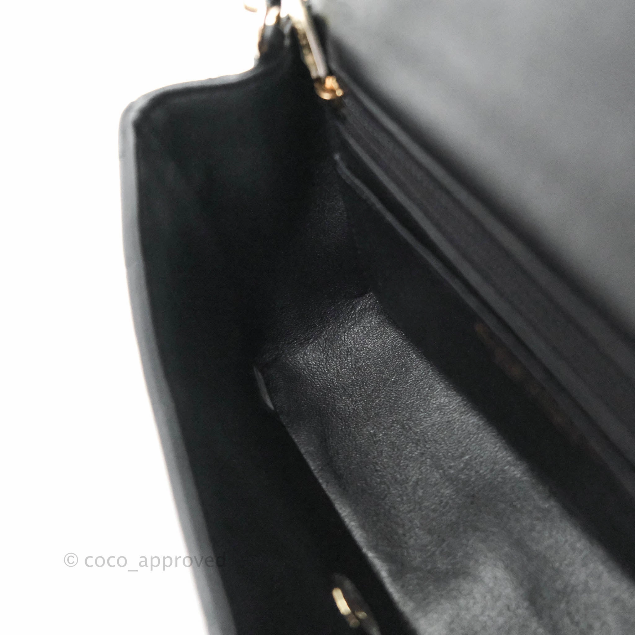 Chanel Quilted Mini Rectangular Flap Black Lambskin Gold Hardware