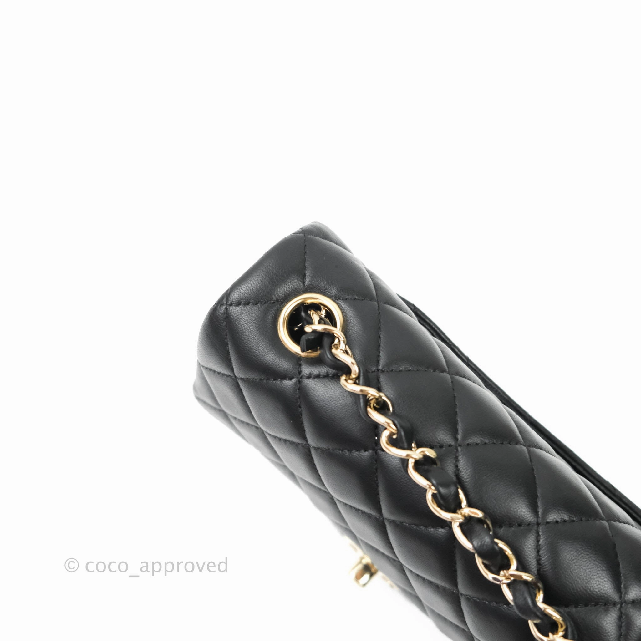 Chanel Quilted Mini Rectangular Flap Black Lambskin Gold Hardware