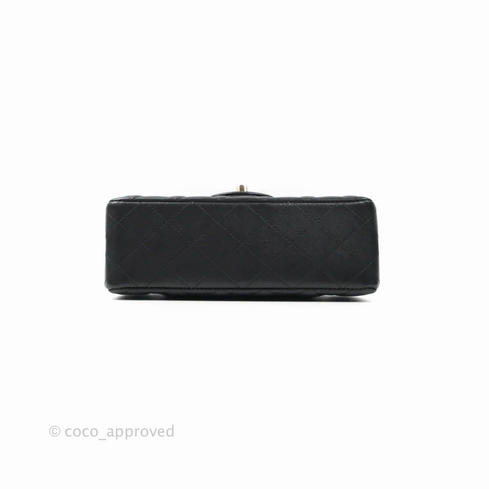 Chanel Quilted Mini Rectangular Flap Black Lambskin Gold Hardware