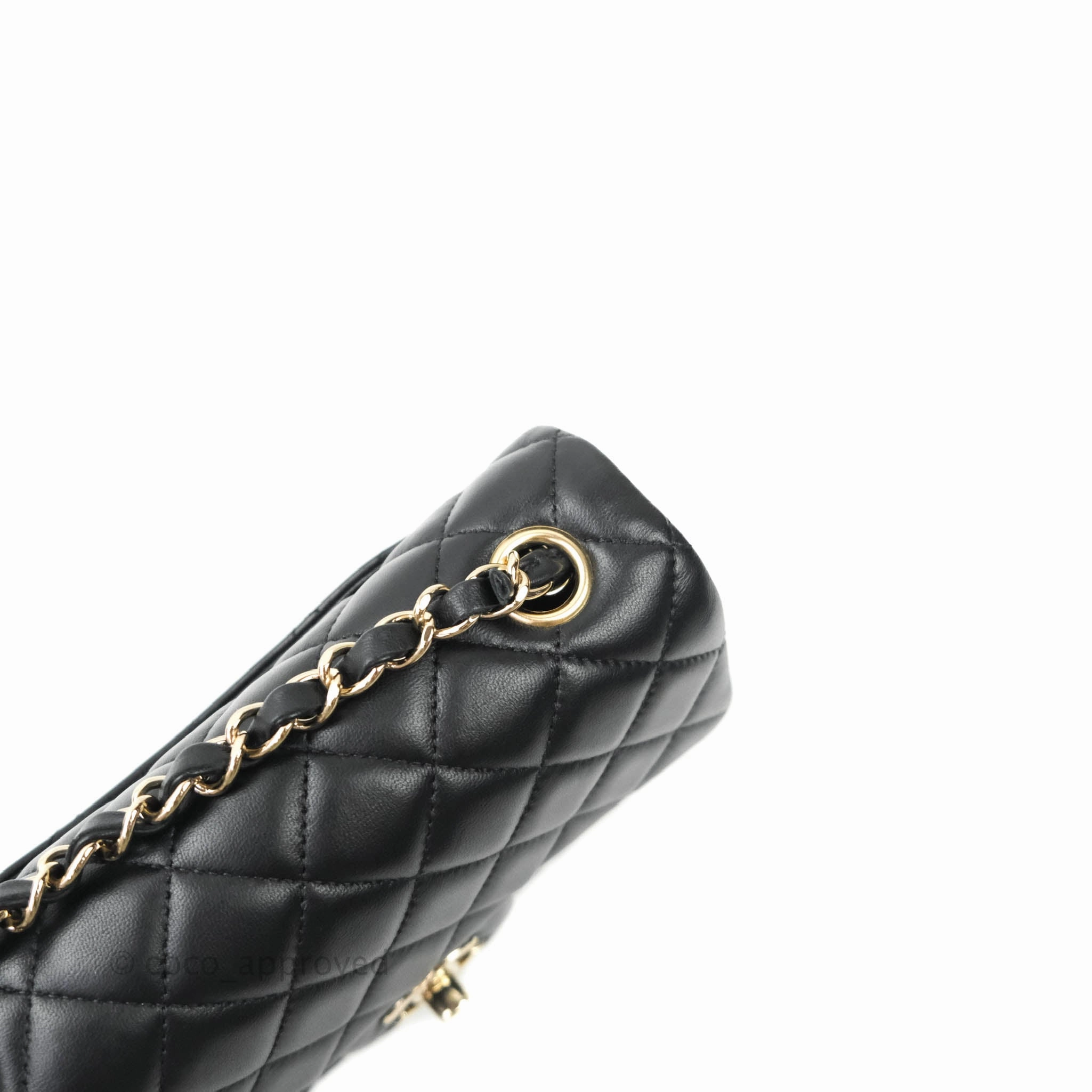 Chanel Quilted Mini Rectangular Flap Black Lambskin Gold Hardware