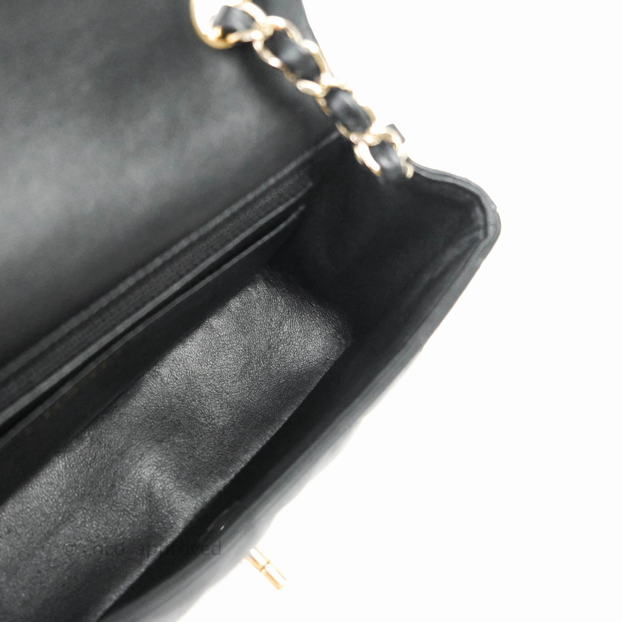 Chanel Quilted Mini Rectangular Flap Black Lambskin Gold Hardware