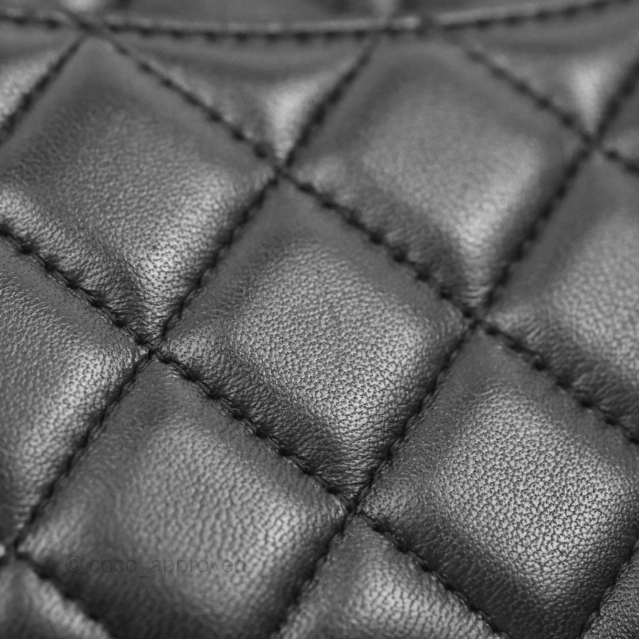 Chanel Quilted Mini Rectangular Flap Black Lambskin Silver Hardware