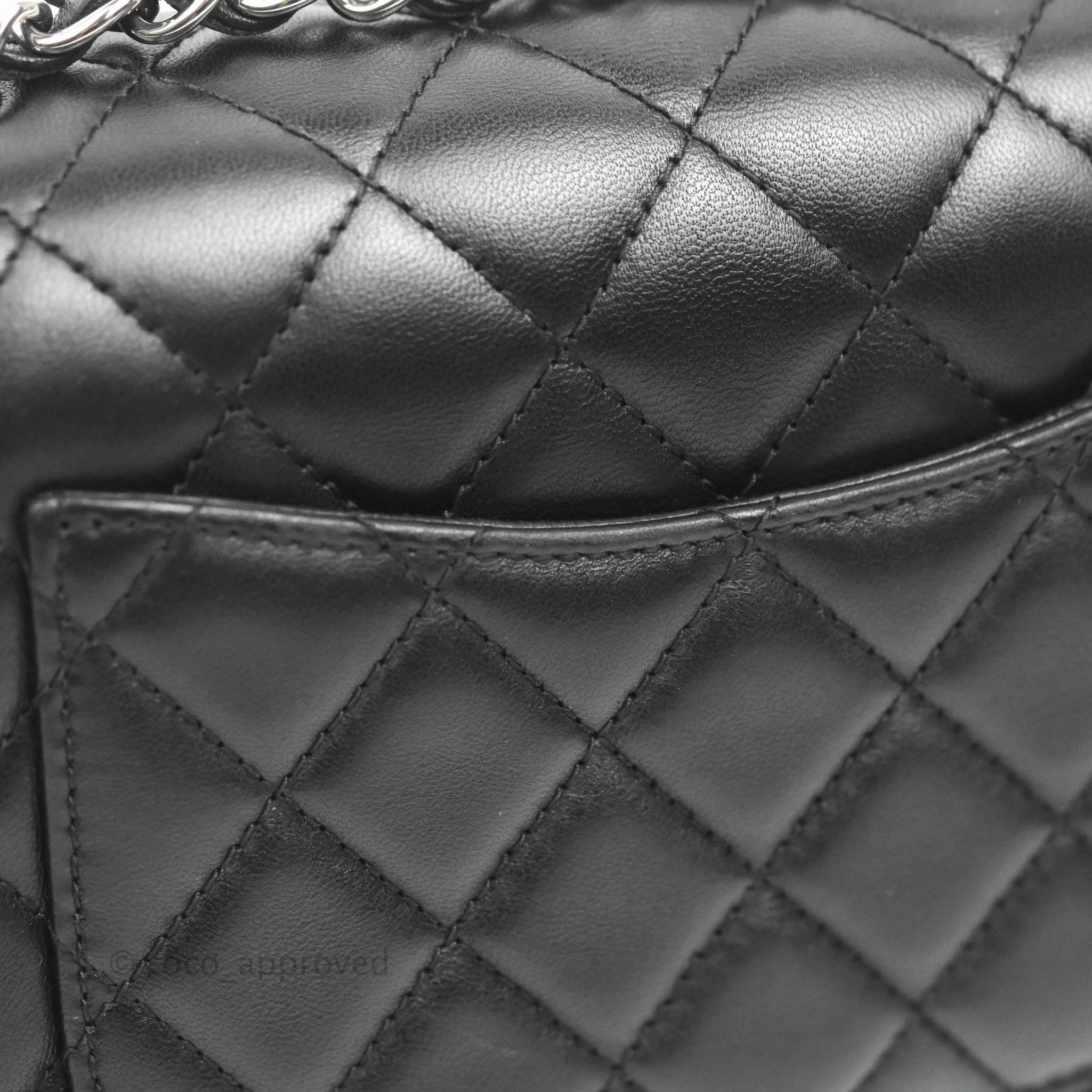 Chanel Quilted Mini Rectangular Flap Black Lambskin Silver Hardware