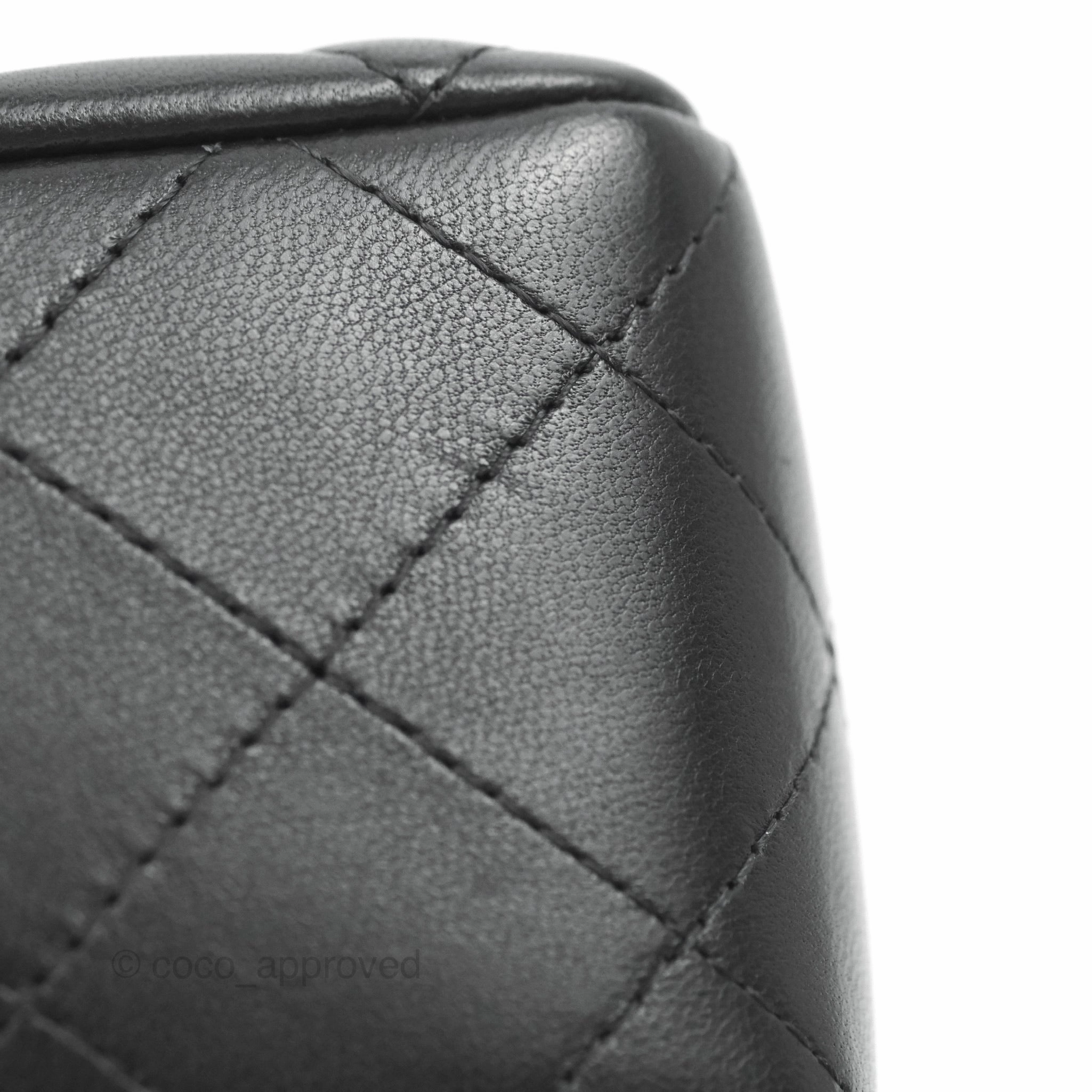 Chanel Quilted Mini Rectangular Flap Black Lambskin Silver Hardware