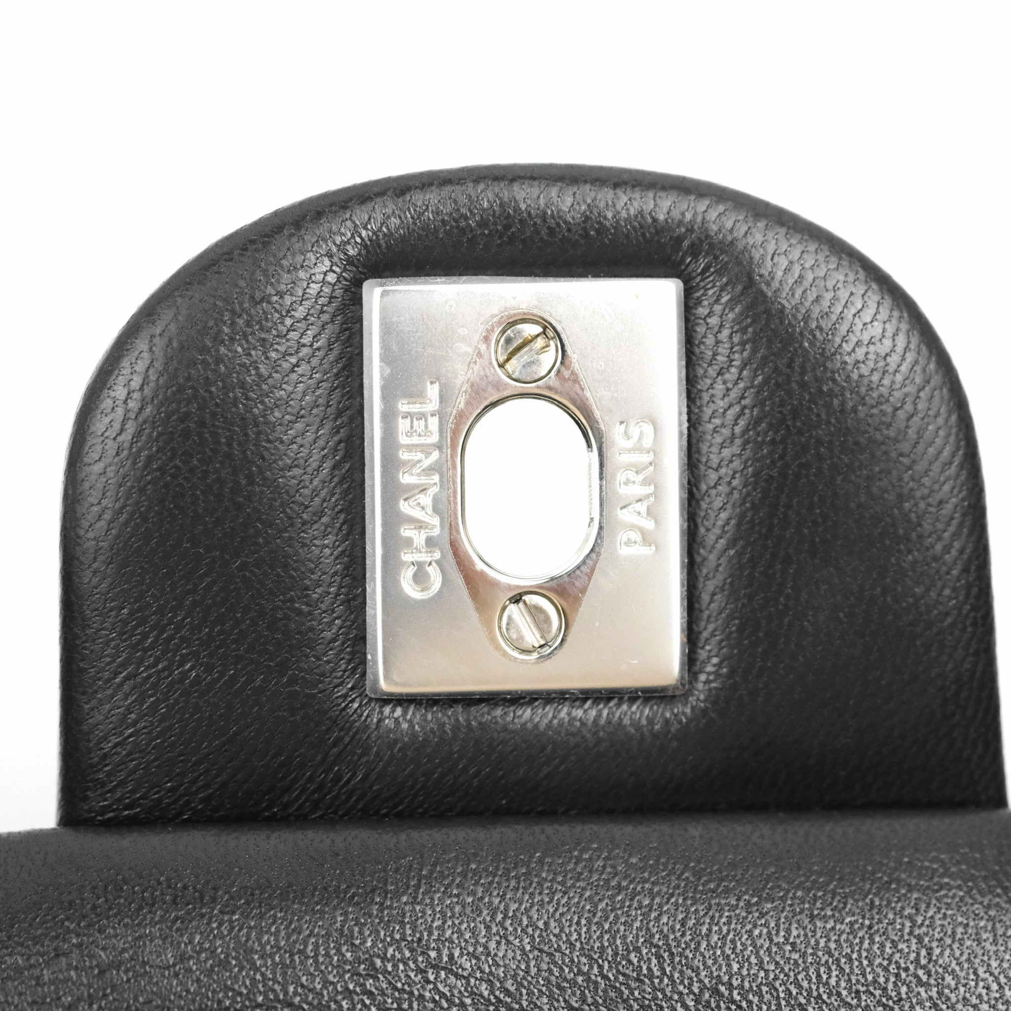 Chanel Quilted Mini Rectangular Flap Black Lambskin Silver Hardware