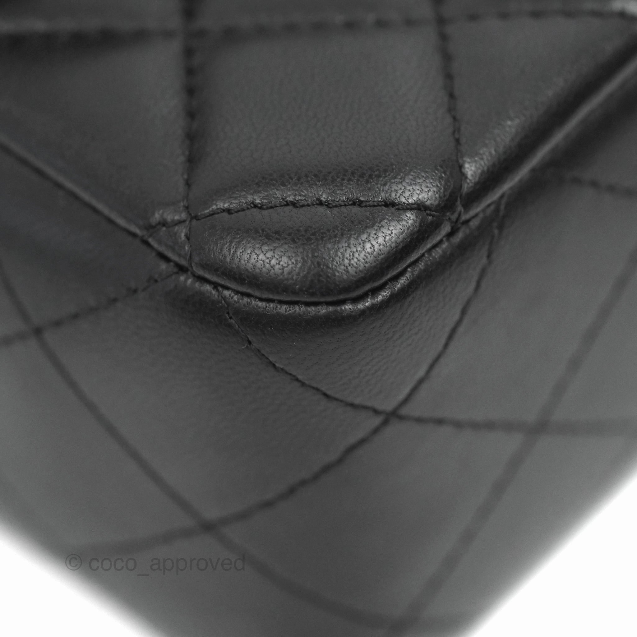 Chanel Quilted Mini Rectangular Flap Black Lambskin Silver Hardware