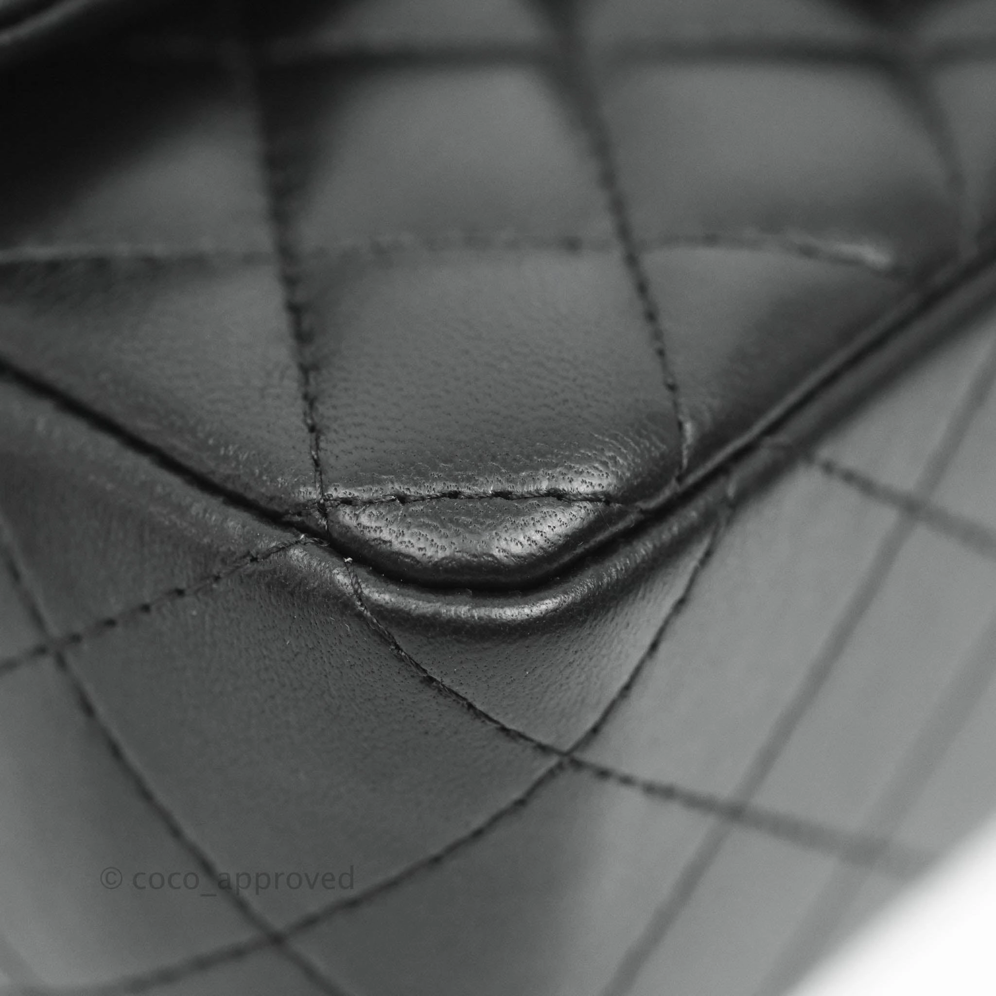 Chanel Quilted Mini Rectangular Flap Black Lambskin Silver Hardware