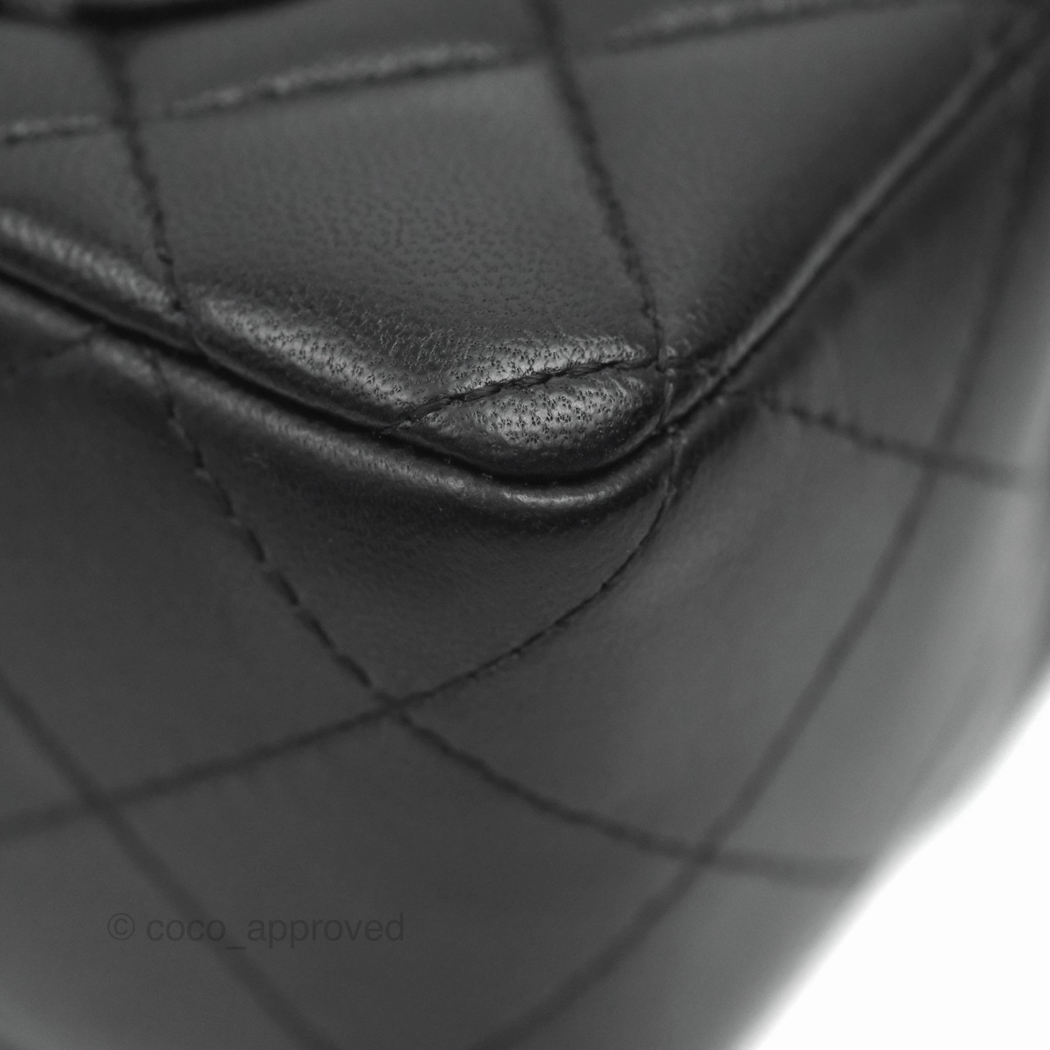 Chanel Quilted Mini Rectangular Flap Black Lambskin Silver Hardware