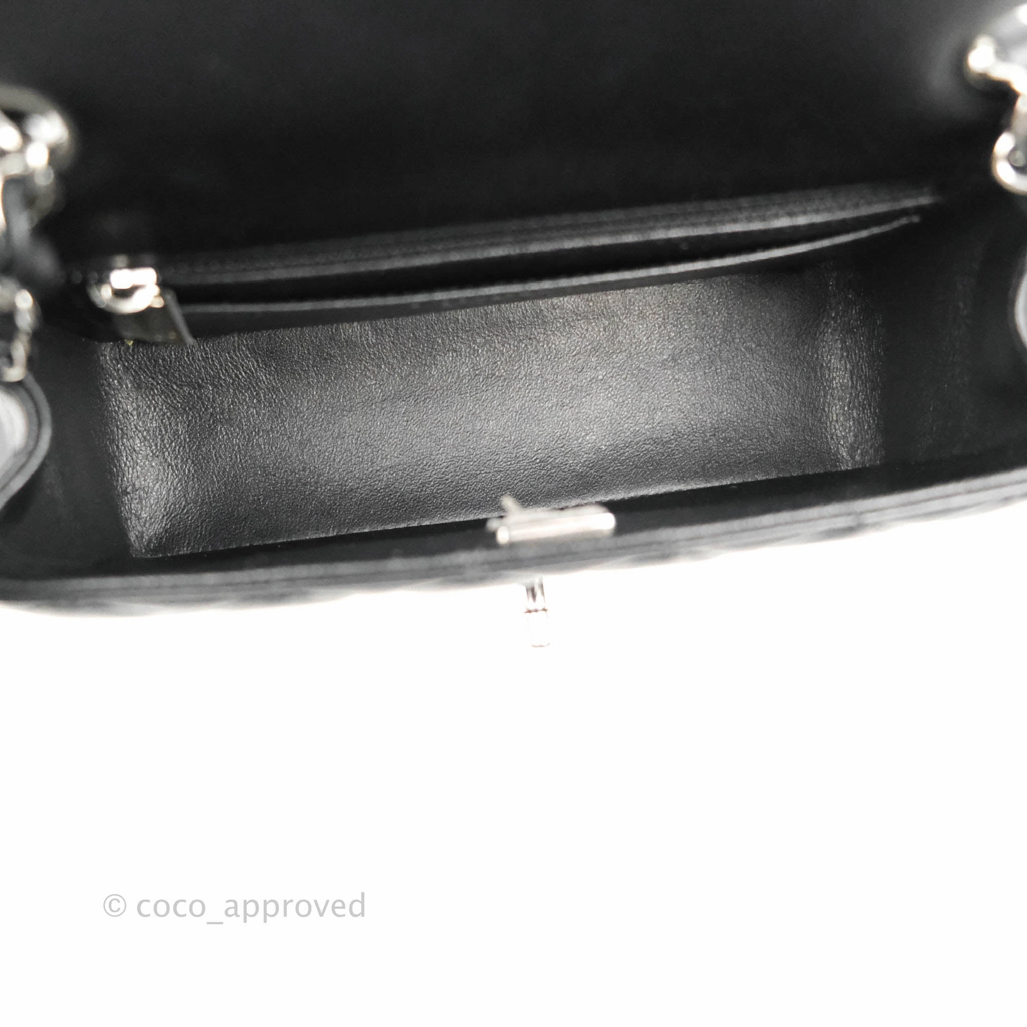 Chanel Quilted Mini Rectangular Flap Black Lambskin Silver Hardware