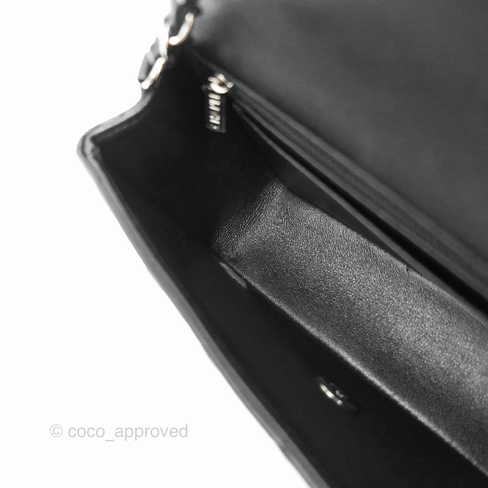 Chanel Quilted Mini Rectangular Flap Black Lambskin Silver Hardware