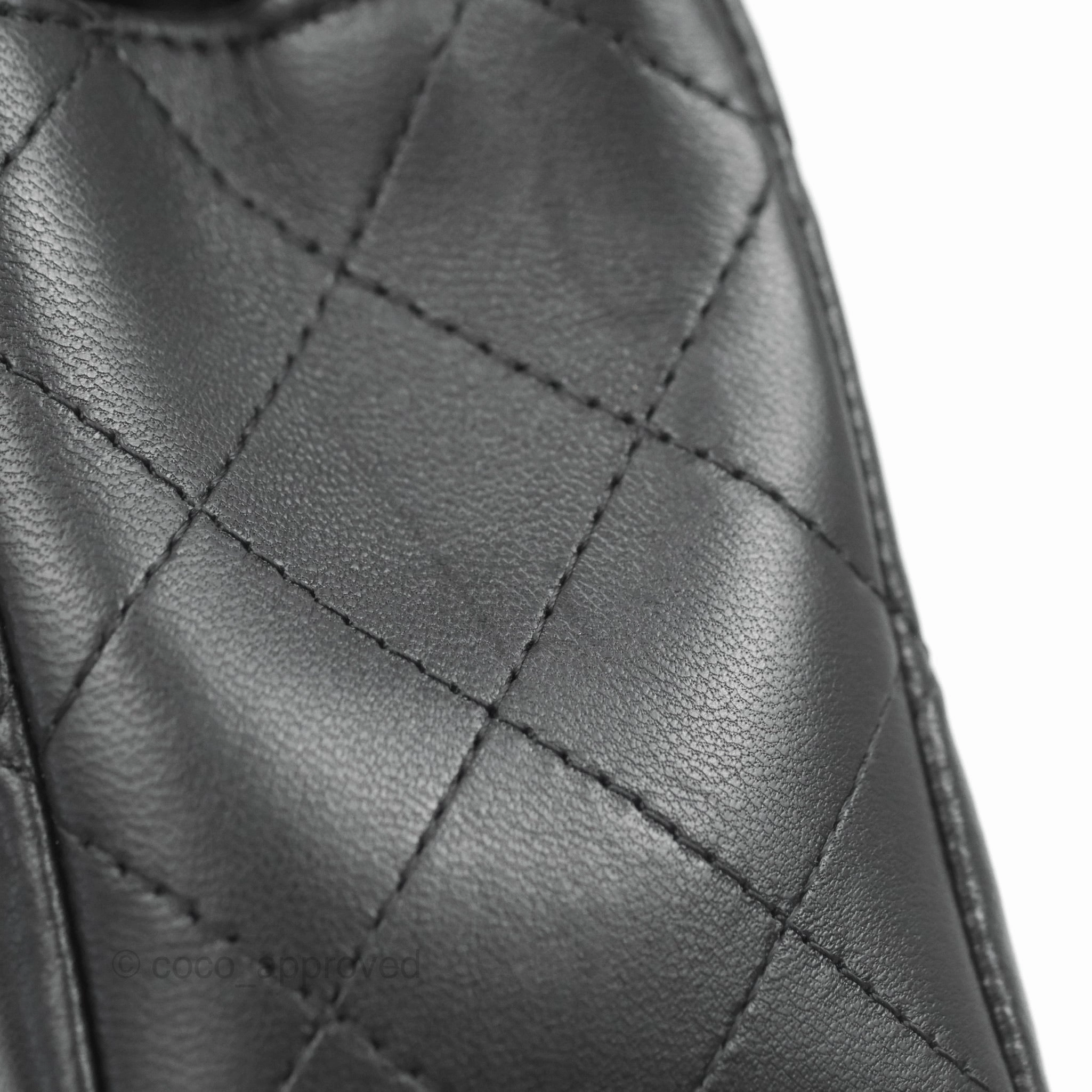Chanel Quilted Mini Rectangular Flap Black Lambskin Silver Hardware
