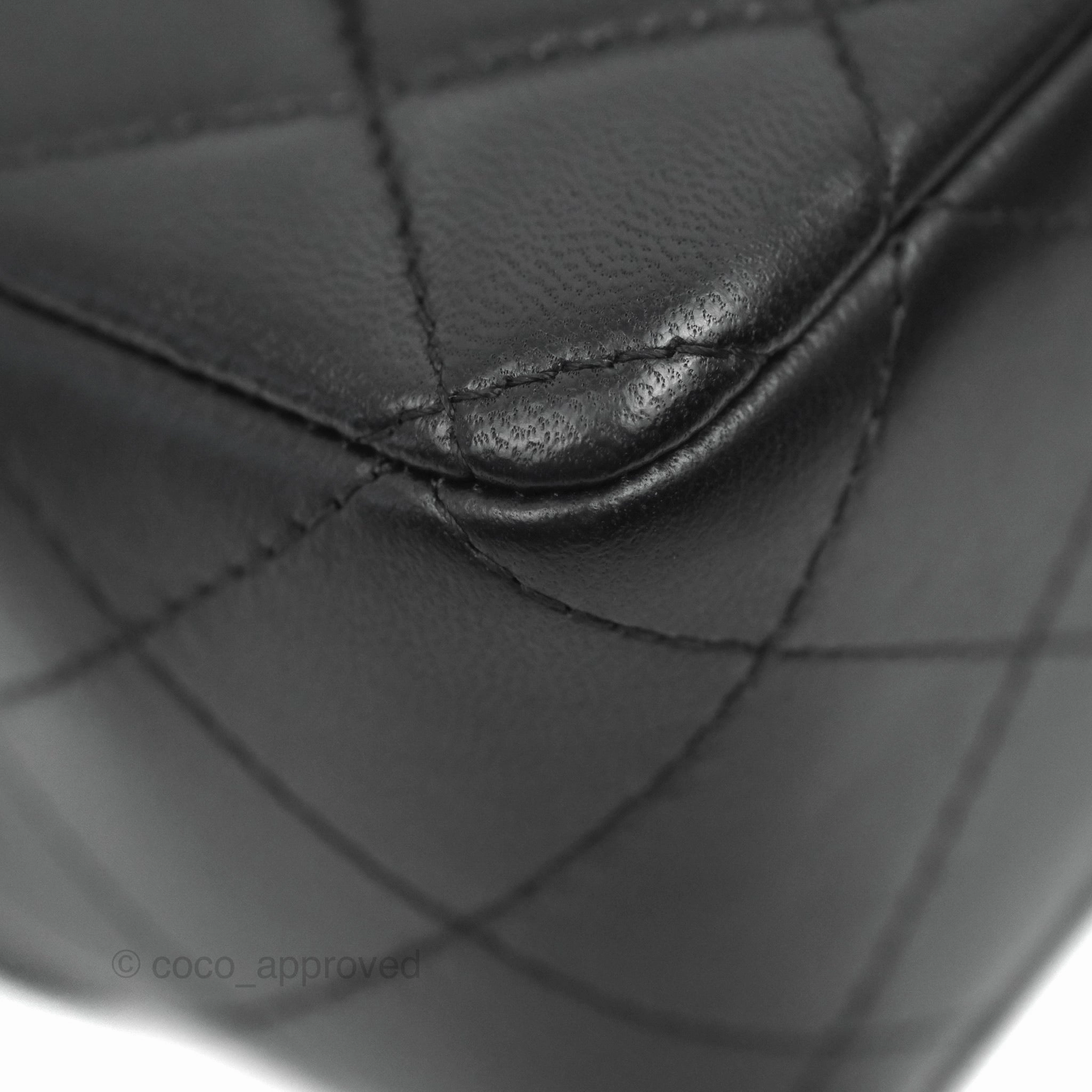 Chanel Quilted Mini Rectangular Flap Black Lambskin Silver Hardware