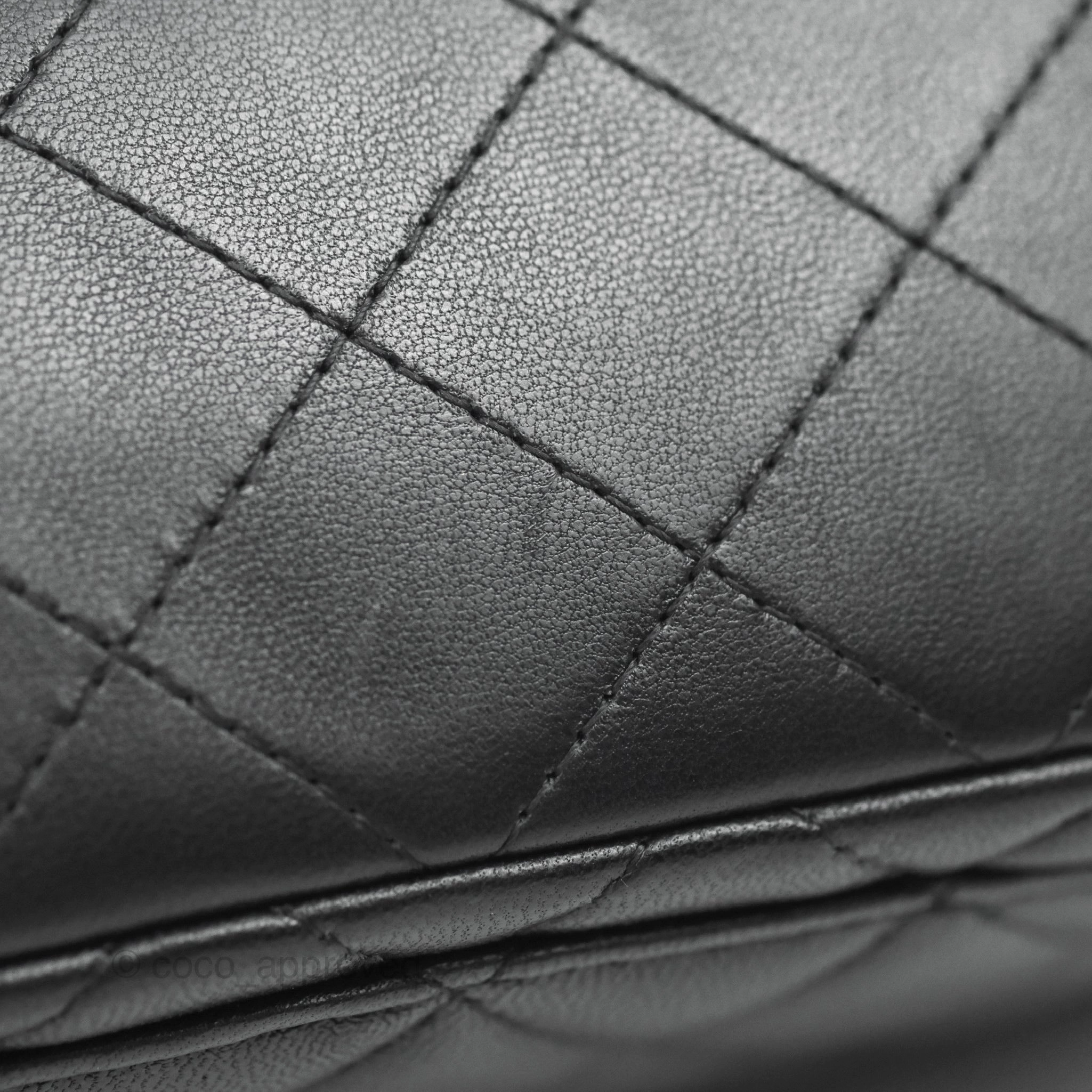 Chanel Quilted Mini Rectangular Flap Black Lambskin Silver Hardware