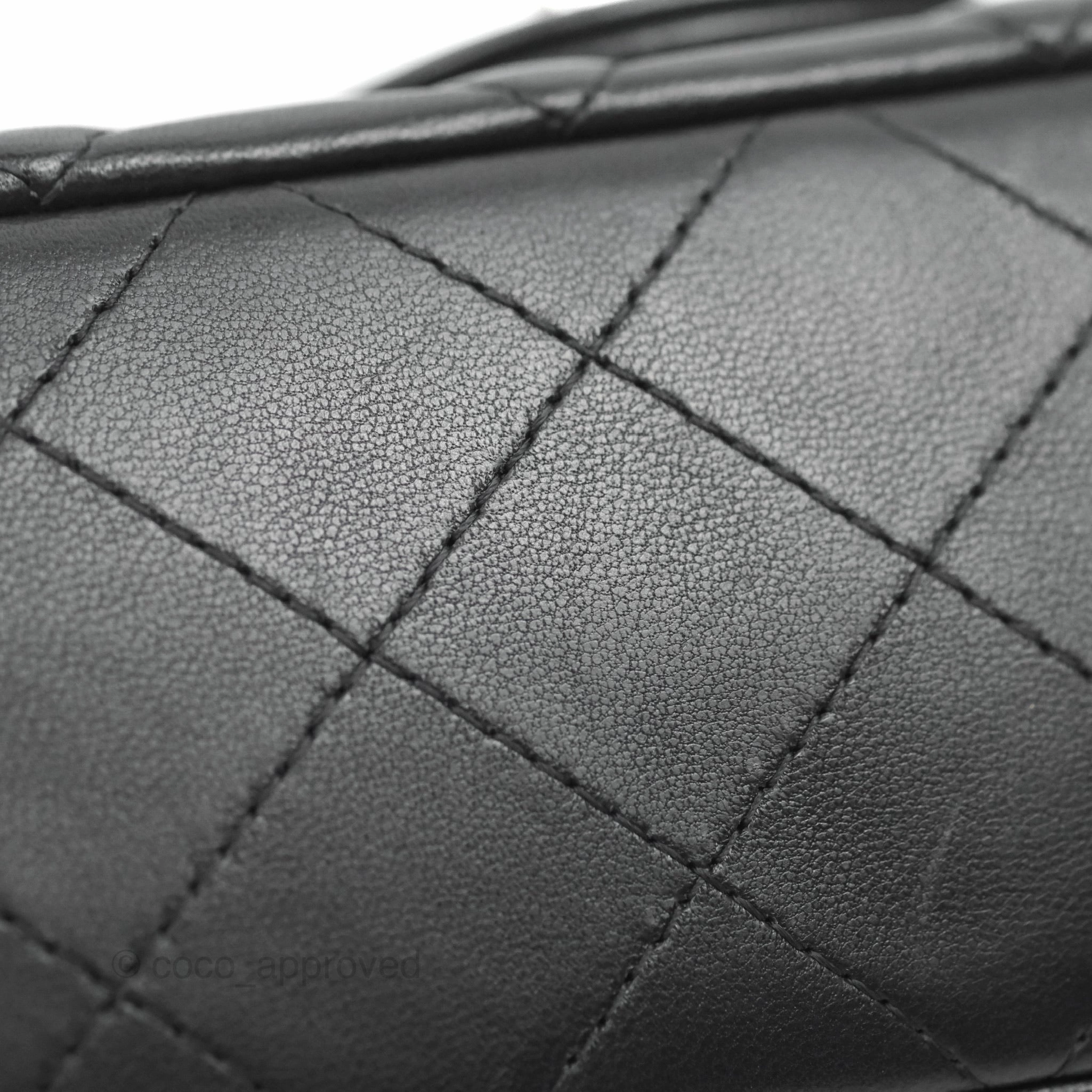 Chanel Quilted Mini Rectangular Flap Black Lambskin Silver Hardware