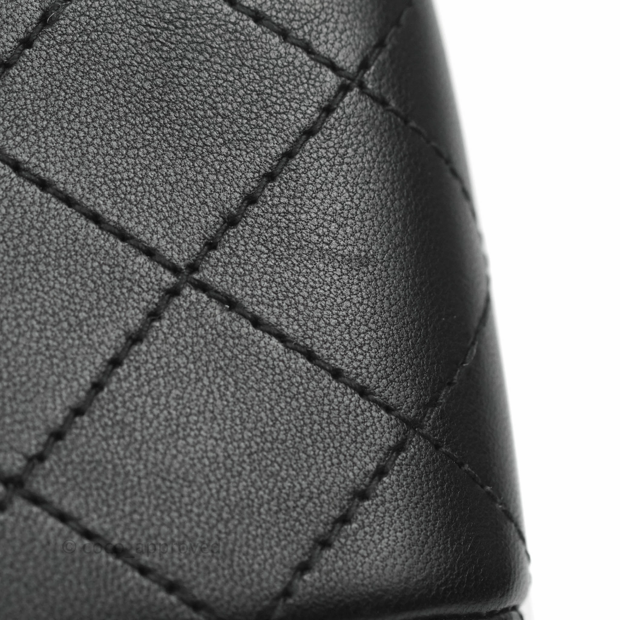 Chanel Quilted Mini Rectangular Flap Black Lambskin Silver Hardware