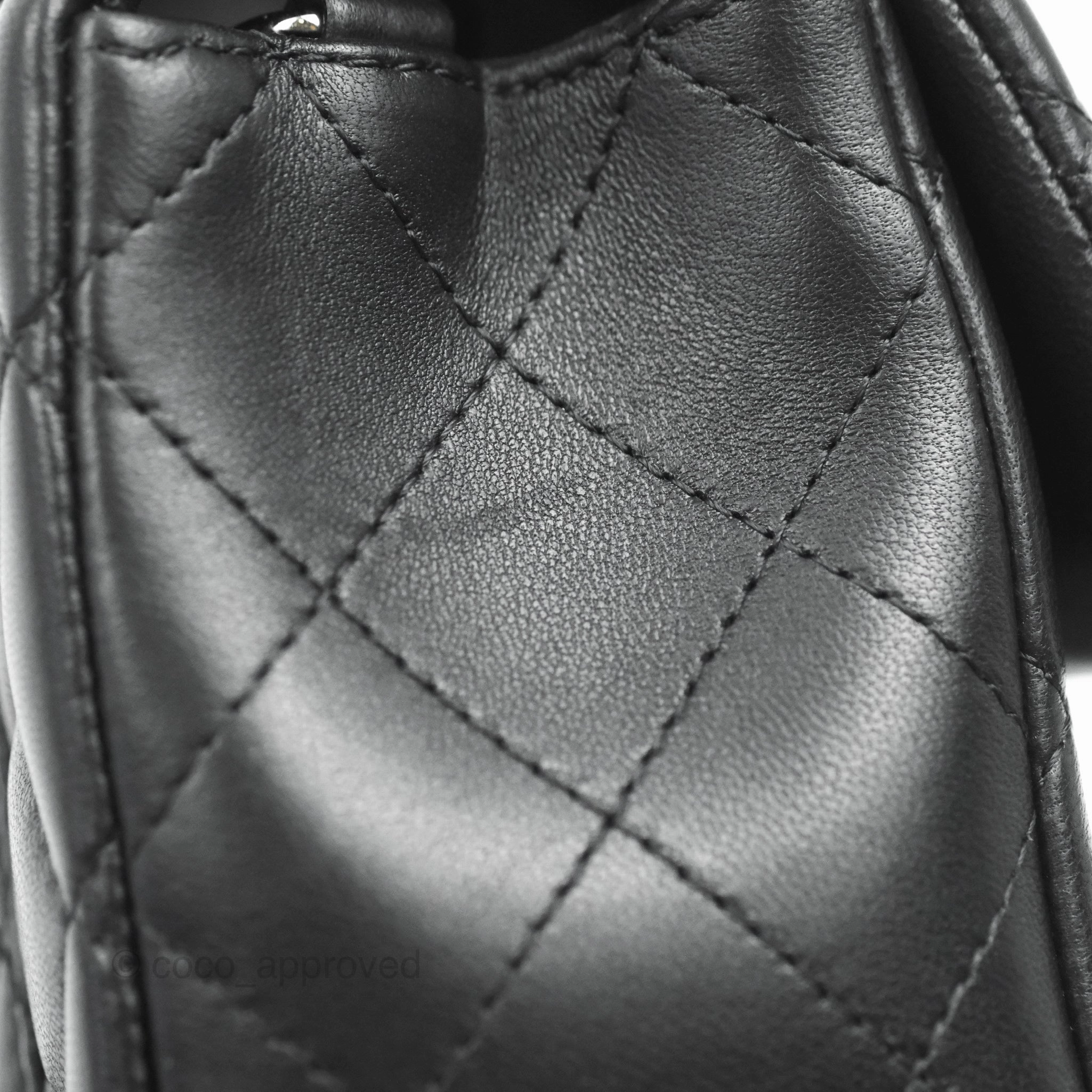 Chanel Quilted Mini Rectangular Flap Black Lambskin Silver Hardware